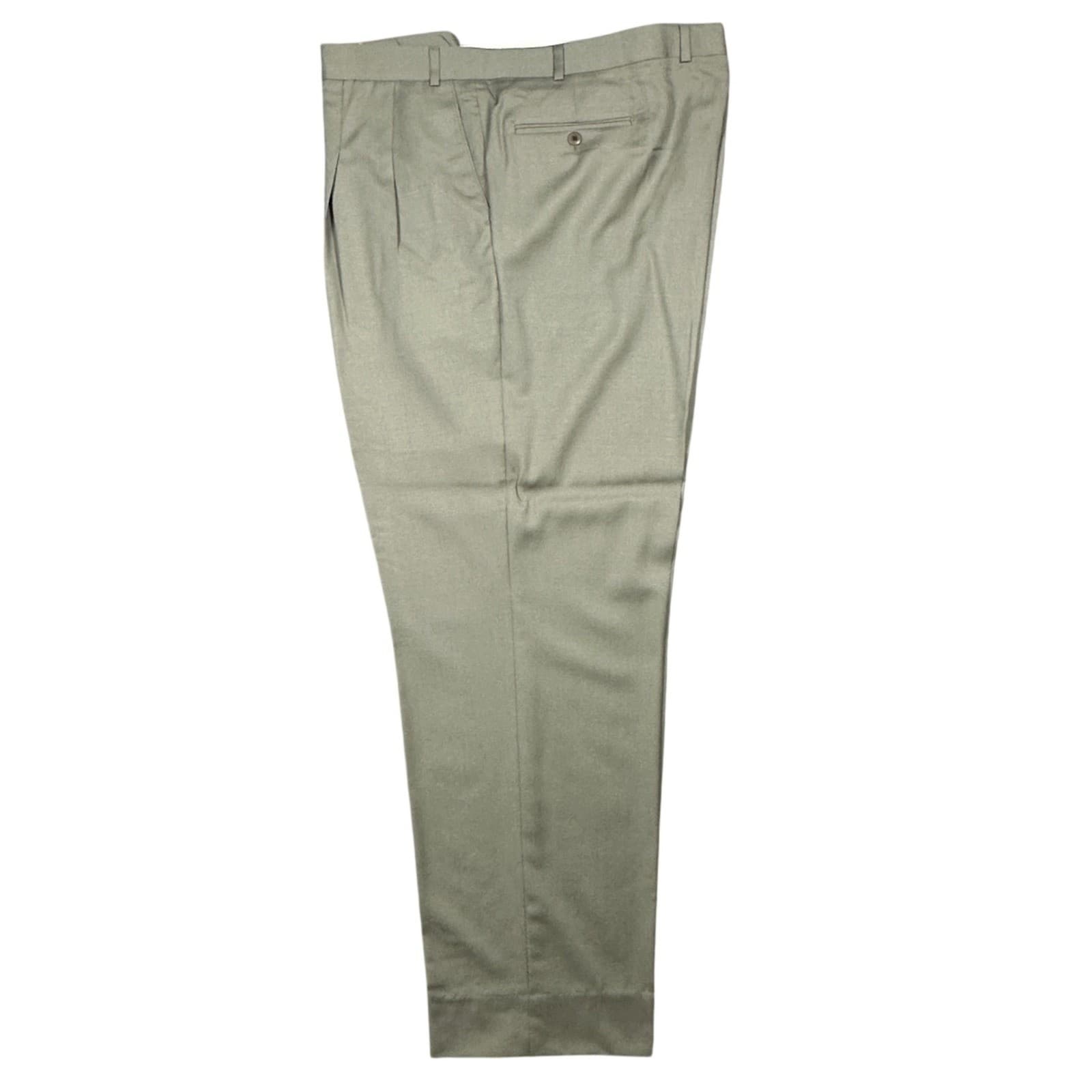 Vintage Carlo Mandrone Dress Pants Mens 44 Olive Green Wool Pleated - Thumbnail 3