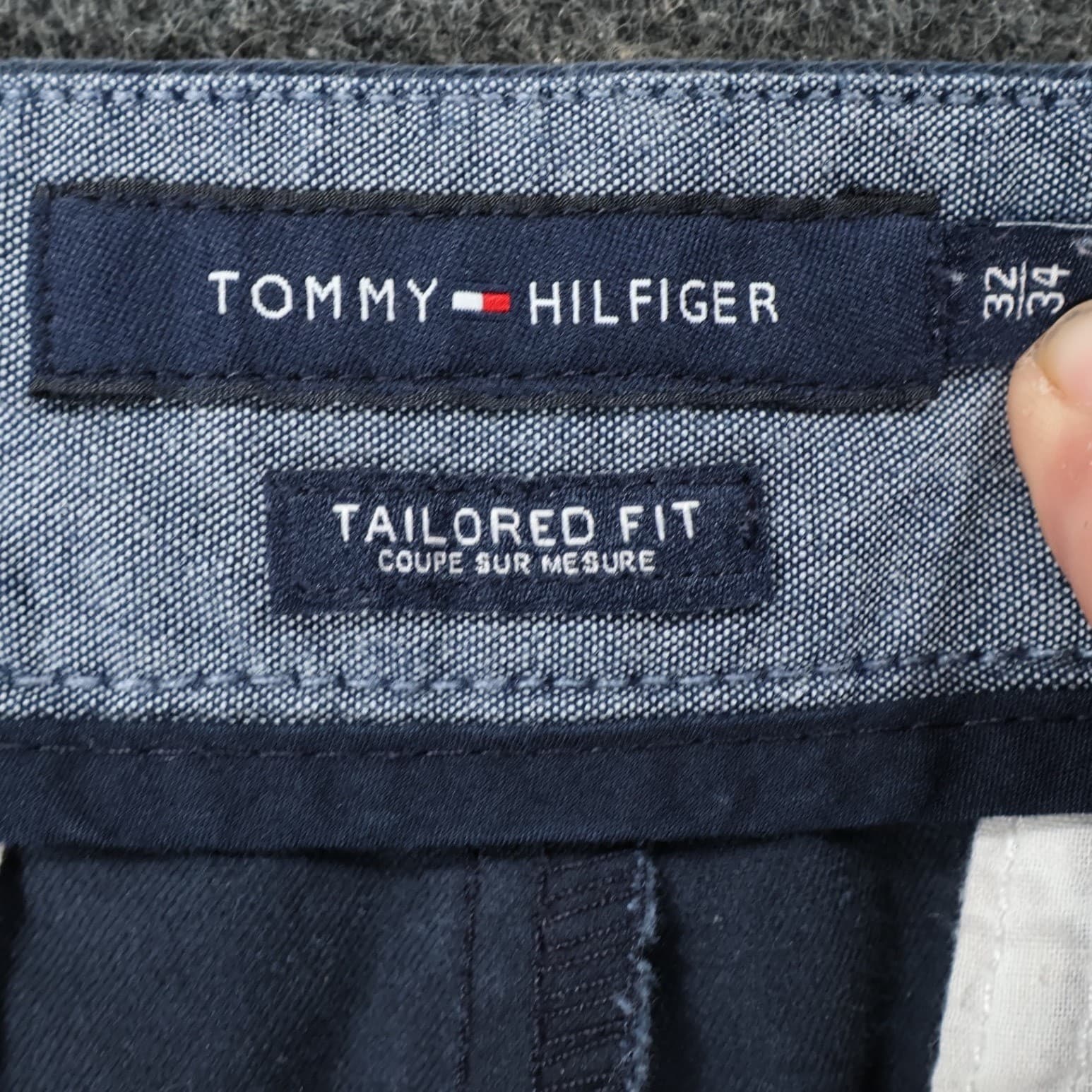 Tommy Hilfiger Chino Pants Mens 32/34 Navy Blue Excellent Tailored Fit Cotton - Thumbnail 7