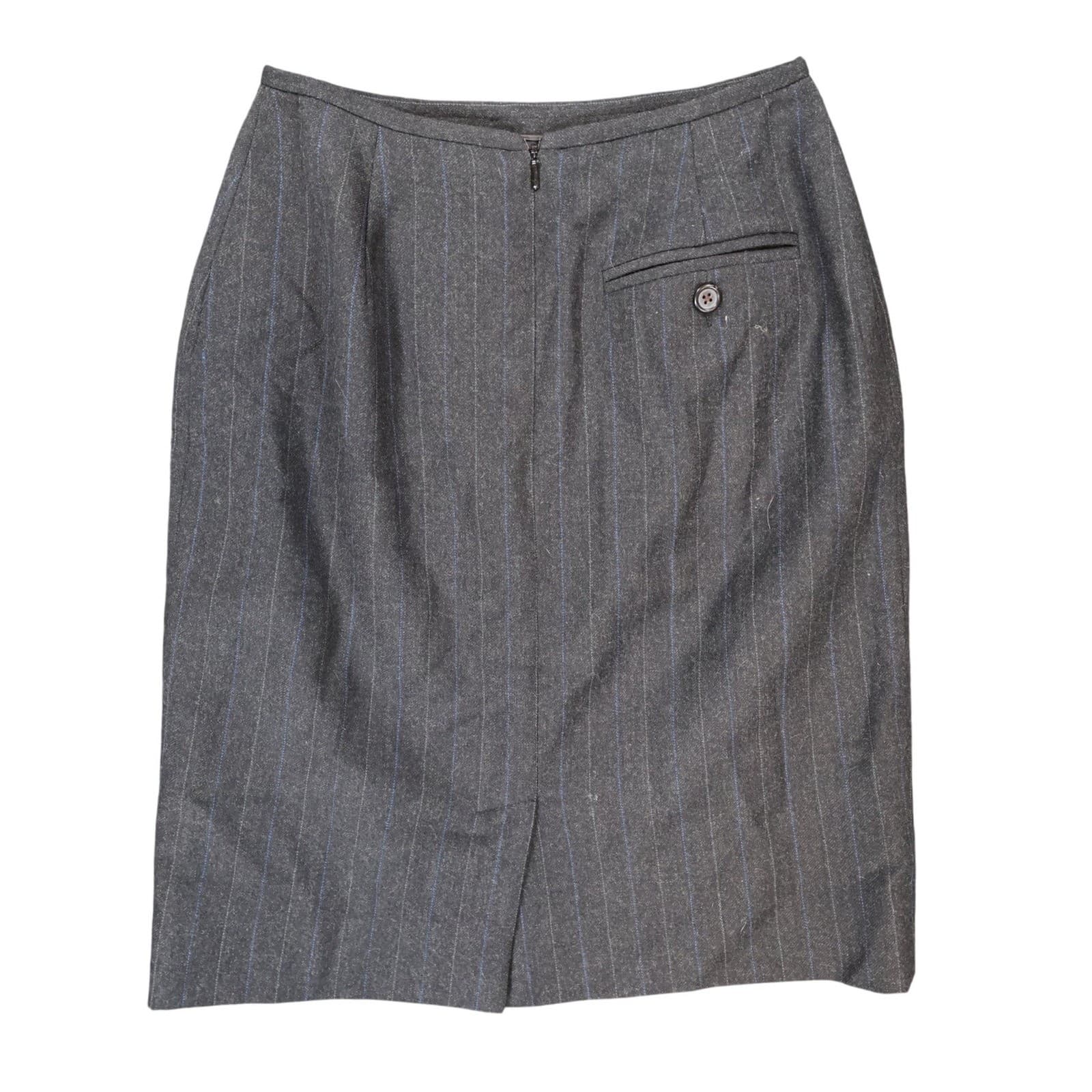 Lauren Ralph Lauren Pencil Skirt Womens 2P Gray Excellent Pinstripe Wool - Thumbnail 2