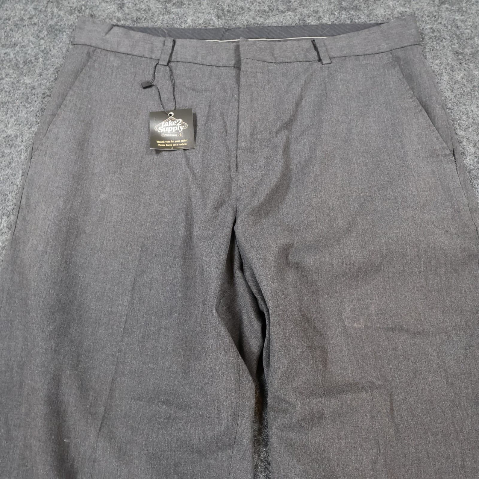Calvin Klein Dress Pants Mens 34x32 Gray Excellent Flat Front Straight Leg - Thumbnail 8