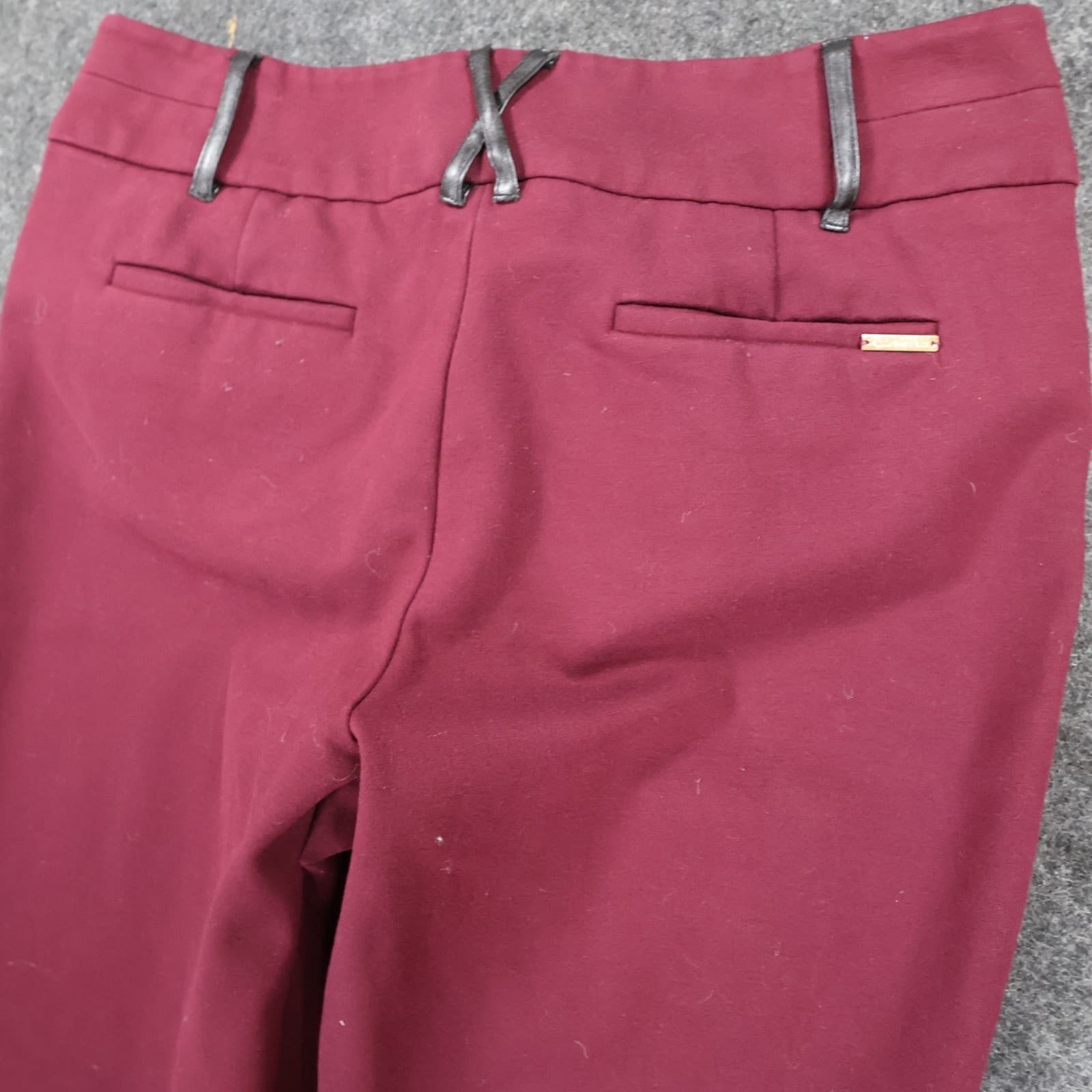 Anne Klein Dress Pants Womens 8 Burgundy Excellent Faux Leather Trim - Thumbnail 11