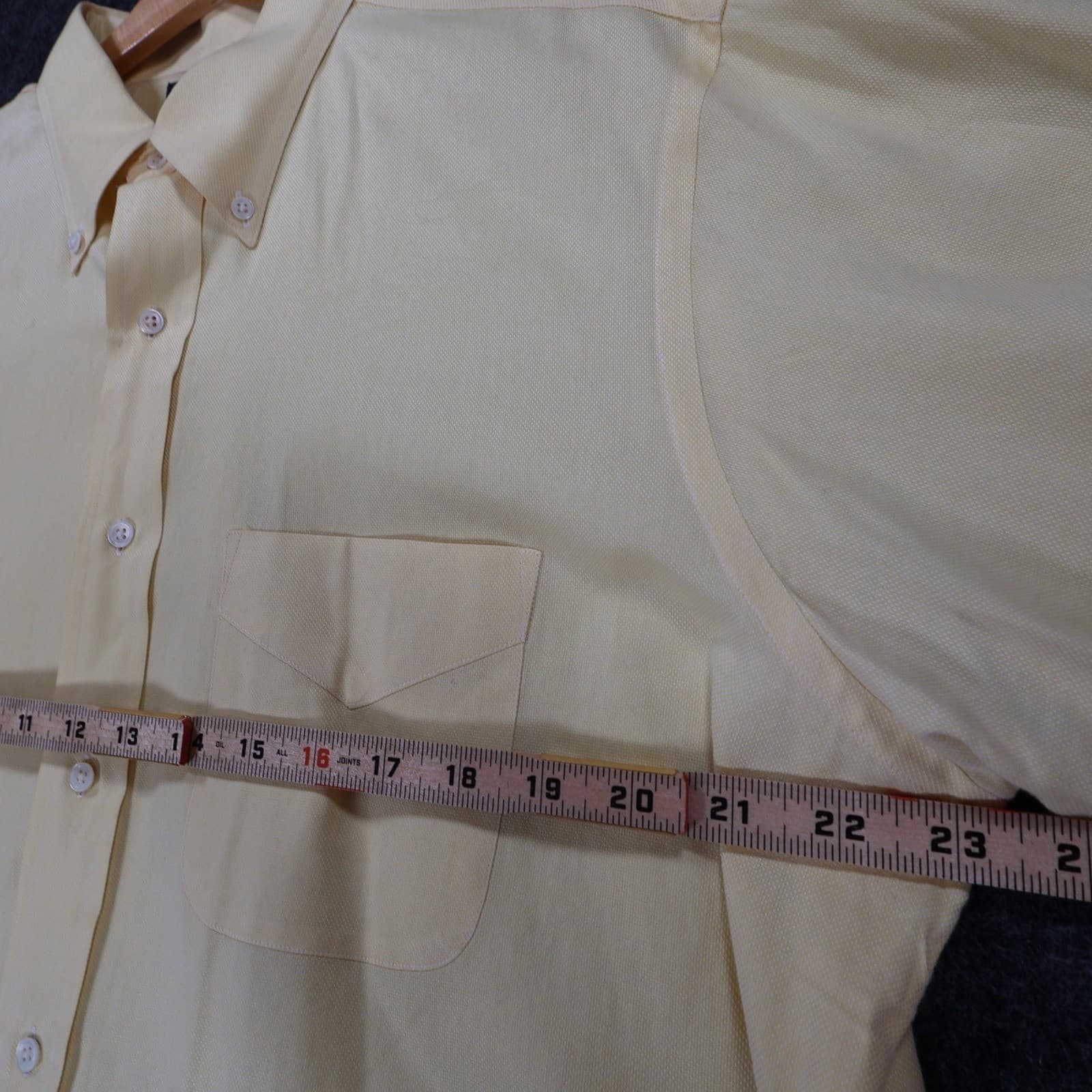 Lands End Button Down Mens 16.5-34 Yellow Excellent Oxford Cotton - Thumbnail 3