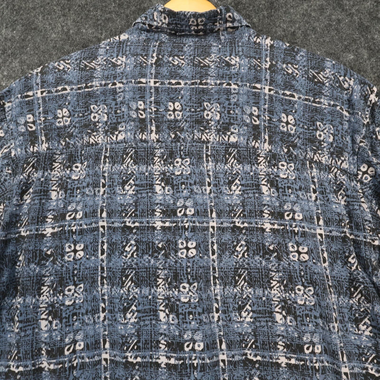 Manhattan Vintage Shirt Mens XL Blue Excellent Short Sleeve Button Up Print - Thumbnail 10
