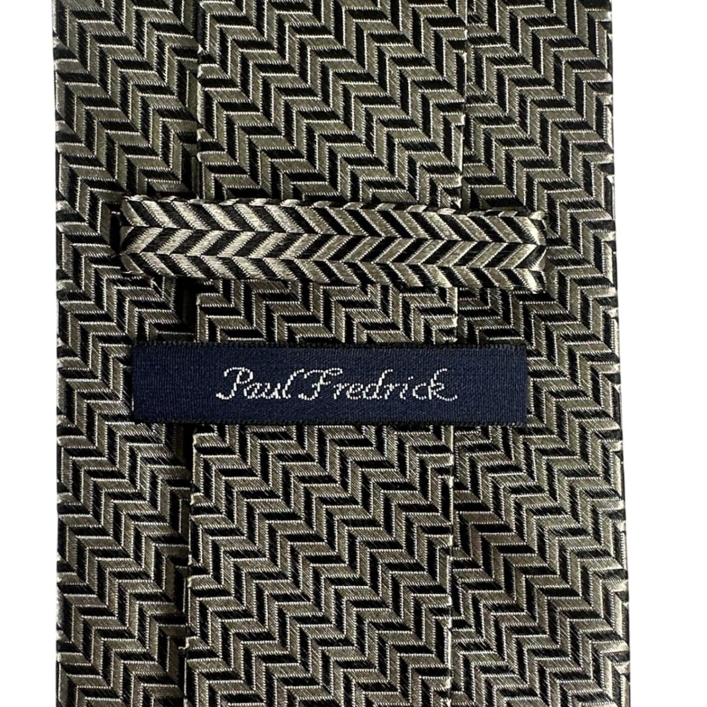 Paul Fredrick Mens 100% Silk Geometric Pattern Necktie Hand Made NWT - Thumbnail 5