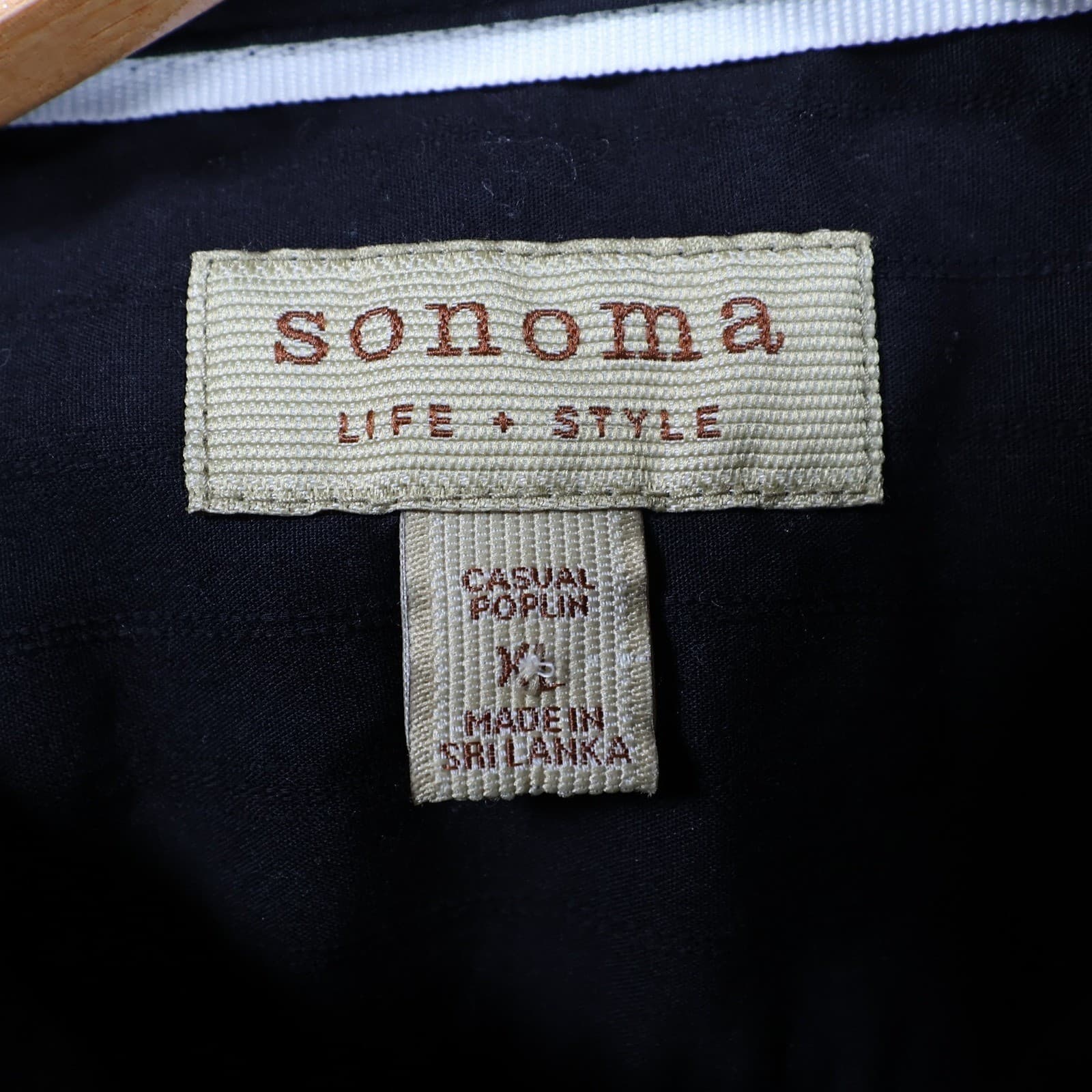 Sonoma Button Down Shirt Mens XL Black Excellent Casual Poplin Striped - Thumbnail 7