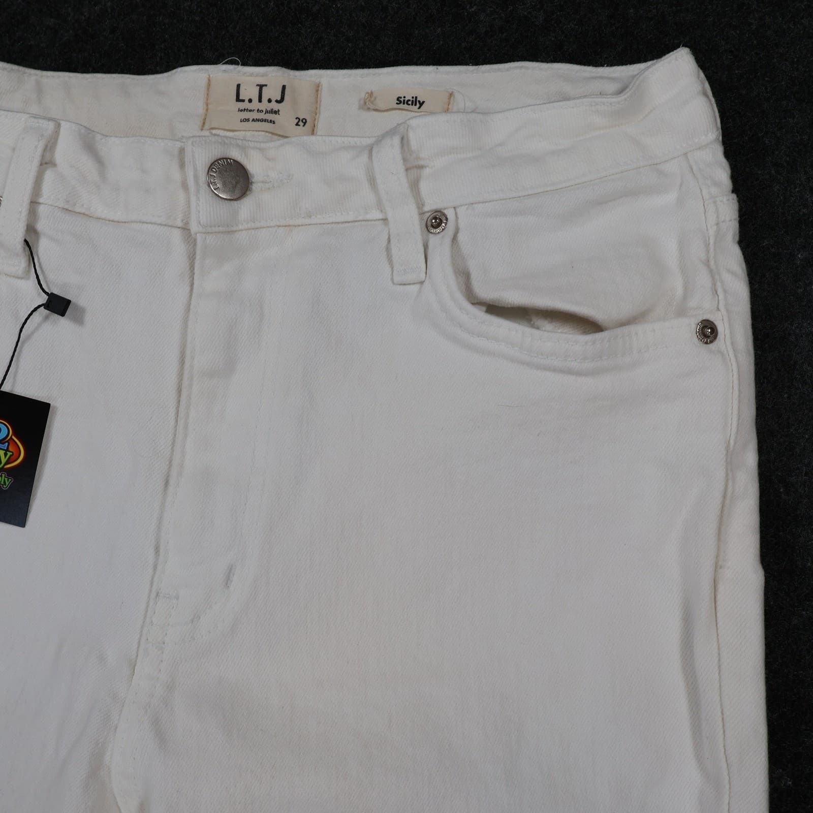 L.T.J Denim Jeans Womens 29 White Excellent Raw Hem Flare - Thumbnail 10