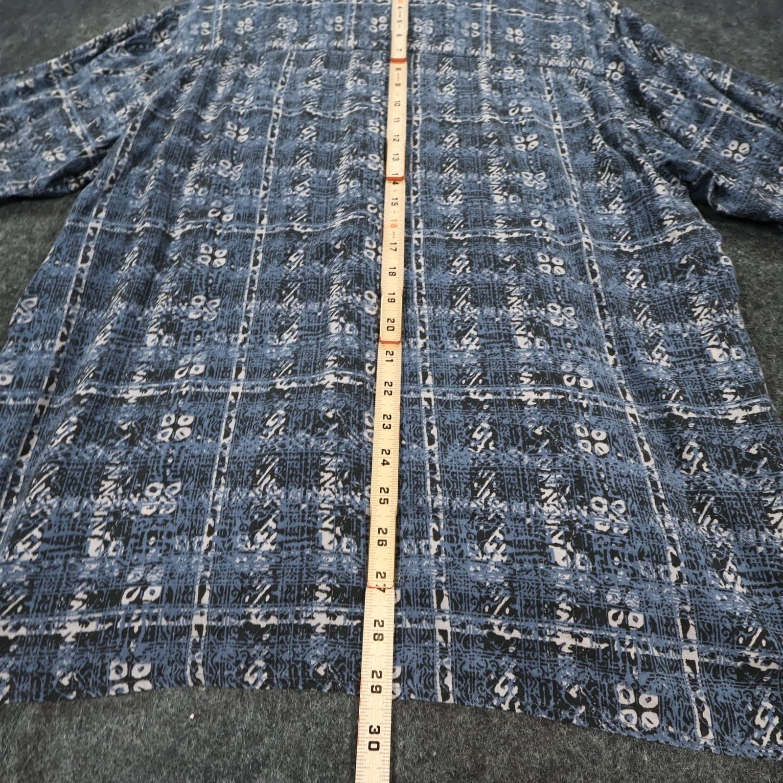 Manhattan Vintage Shirt Mens XL Blue Excellent Short Sleeve Button Up Print - Thumbnail 5