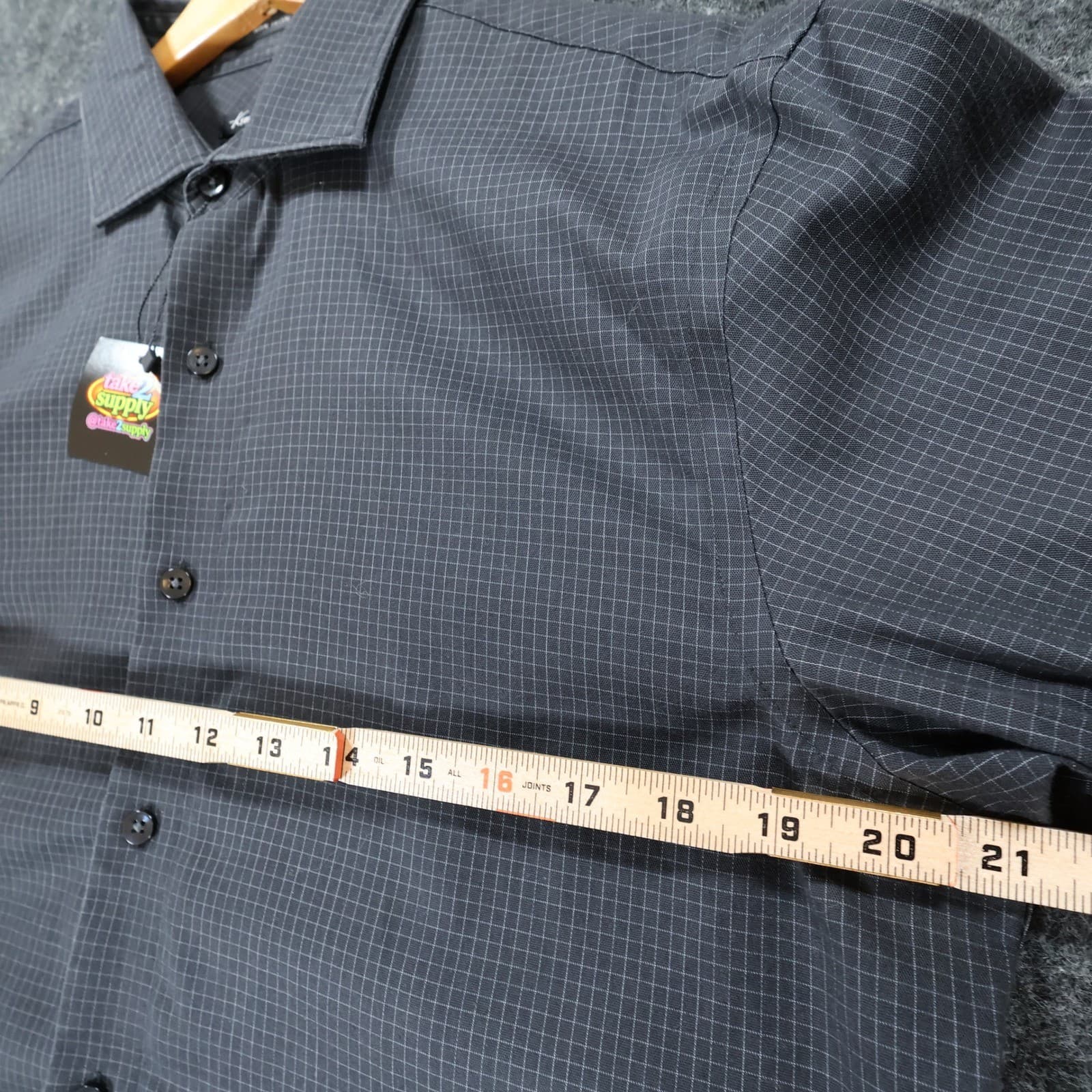 Kenneth Cole Dress Shirt Mens 15.5 34/35 Charcoal Excellent Non-Iron Regular Fit - Thumbnail 3