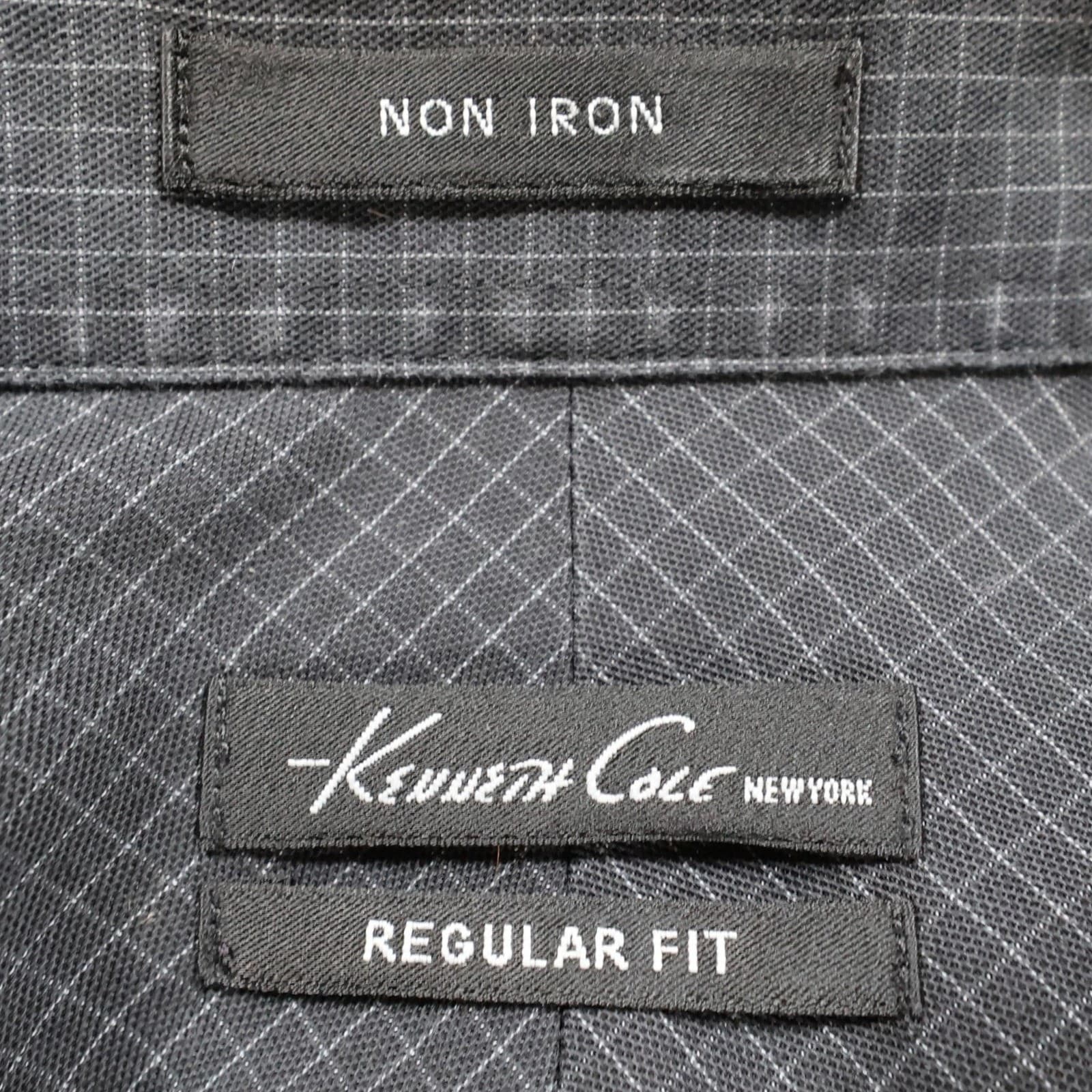 Kenneth Cole Dress Shirt Mens 15.5 34/35 Charcoal Excellent Non-Iron Regular Fit - Thumbnail 7