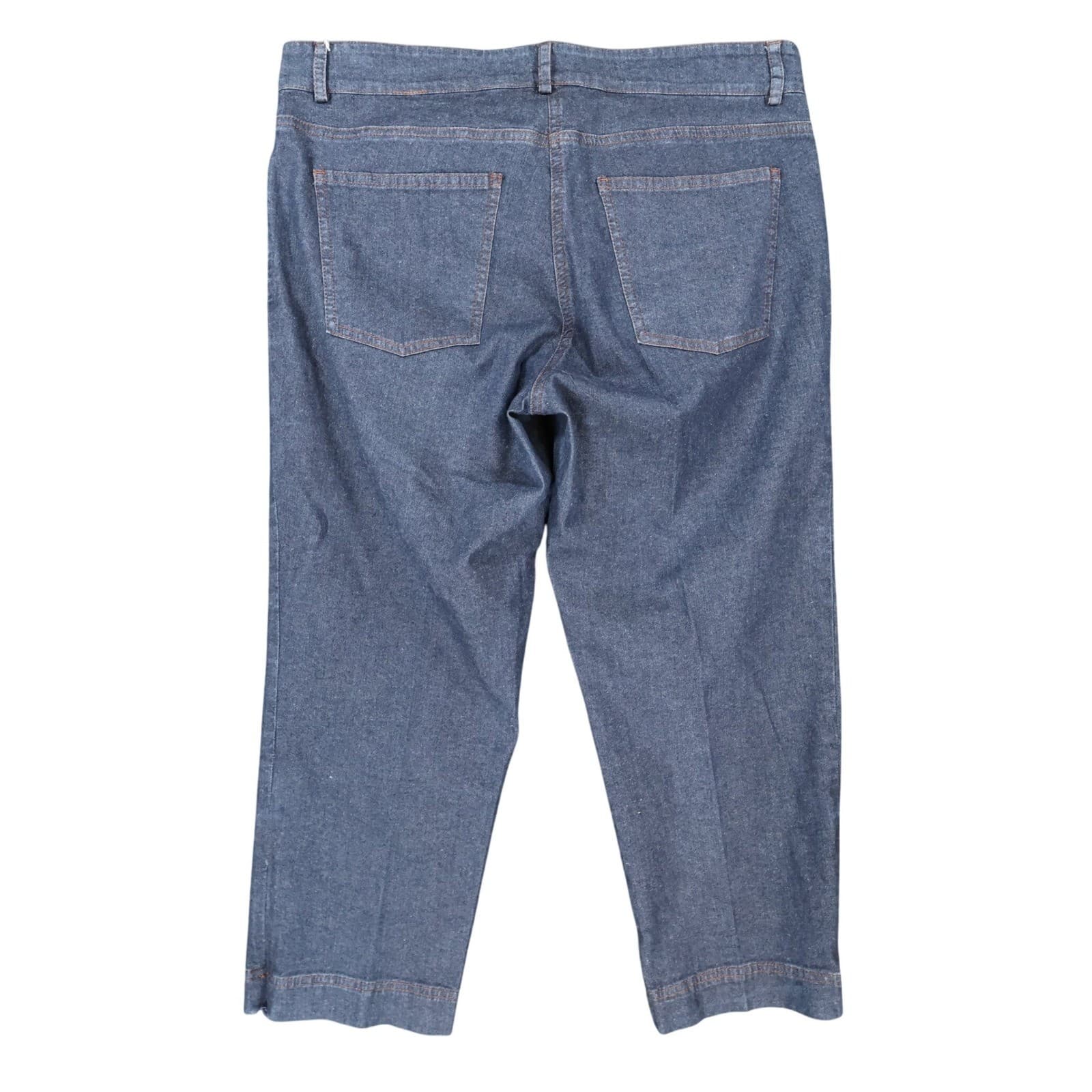 Eileen Fisher Pants Womens Medium Blue Excellent Cropped Denim Trousers - Thumbnail 2
