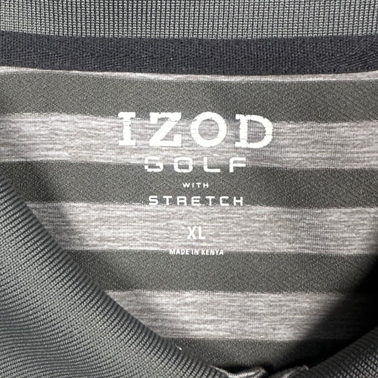 IZOD Golf Polo Shirt Mens XL Grey Excellent Striped Short Sleeve Stretch - Thumbnail 7