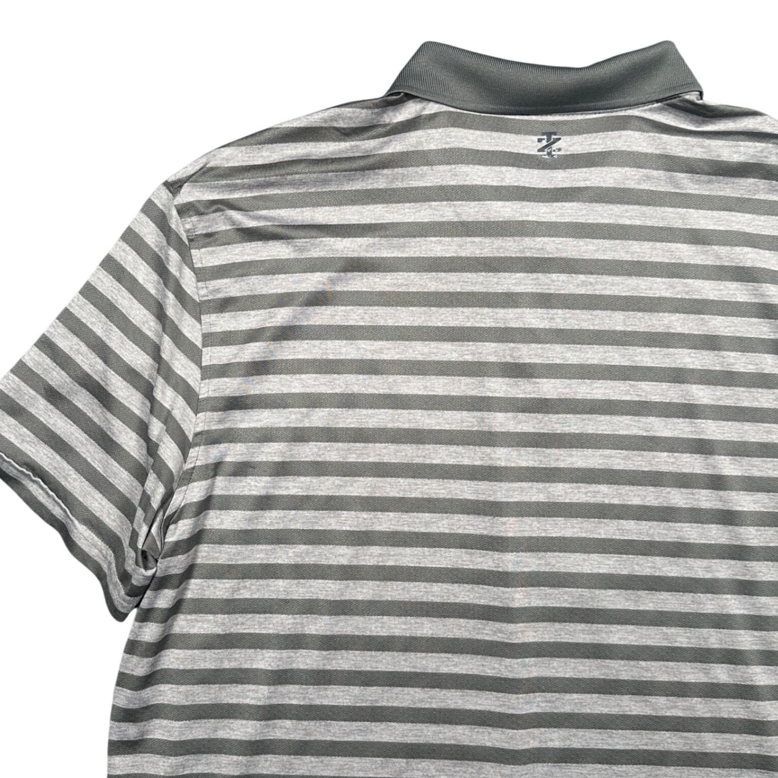 IZOD Golf Polo Shirt Mens XL Grey Excellent Striped Short Sleeve Stretch - Thumbnail 4