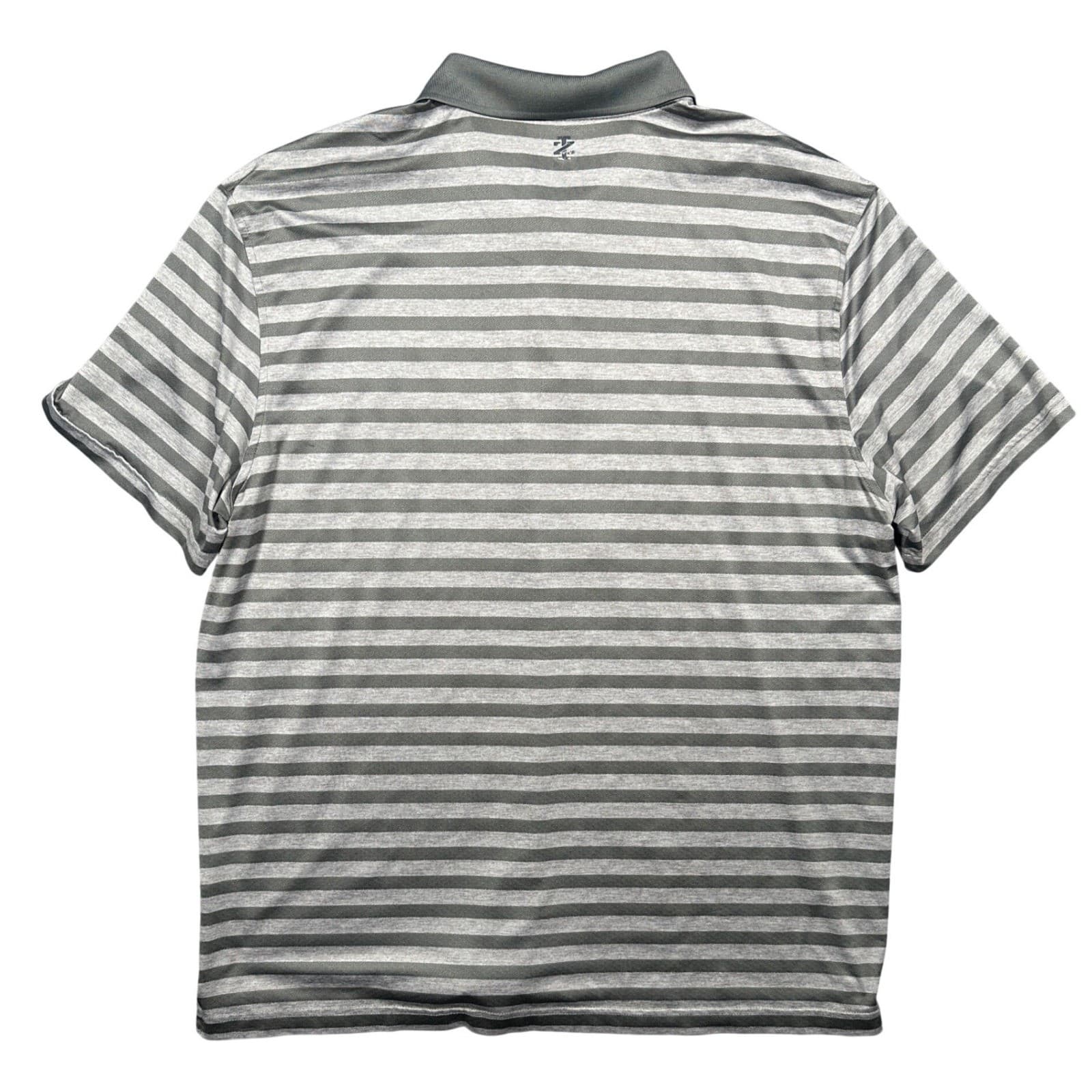 IZOD Golf Polo Shirt Mens XL Grey Excellent Striped Short Sleeve Stretch - Thumbnail 2