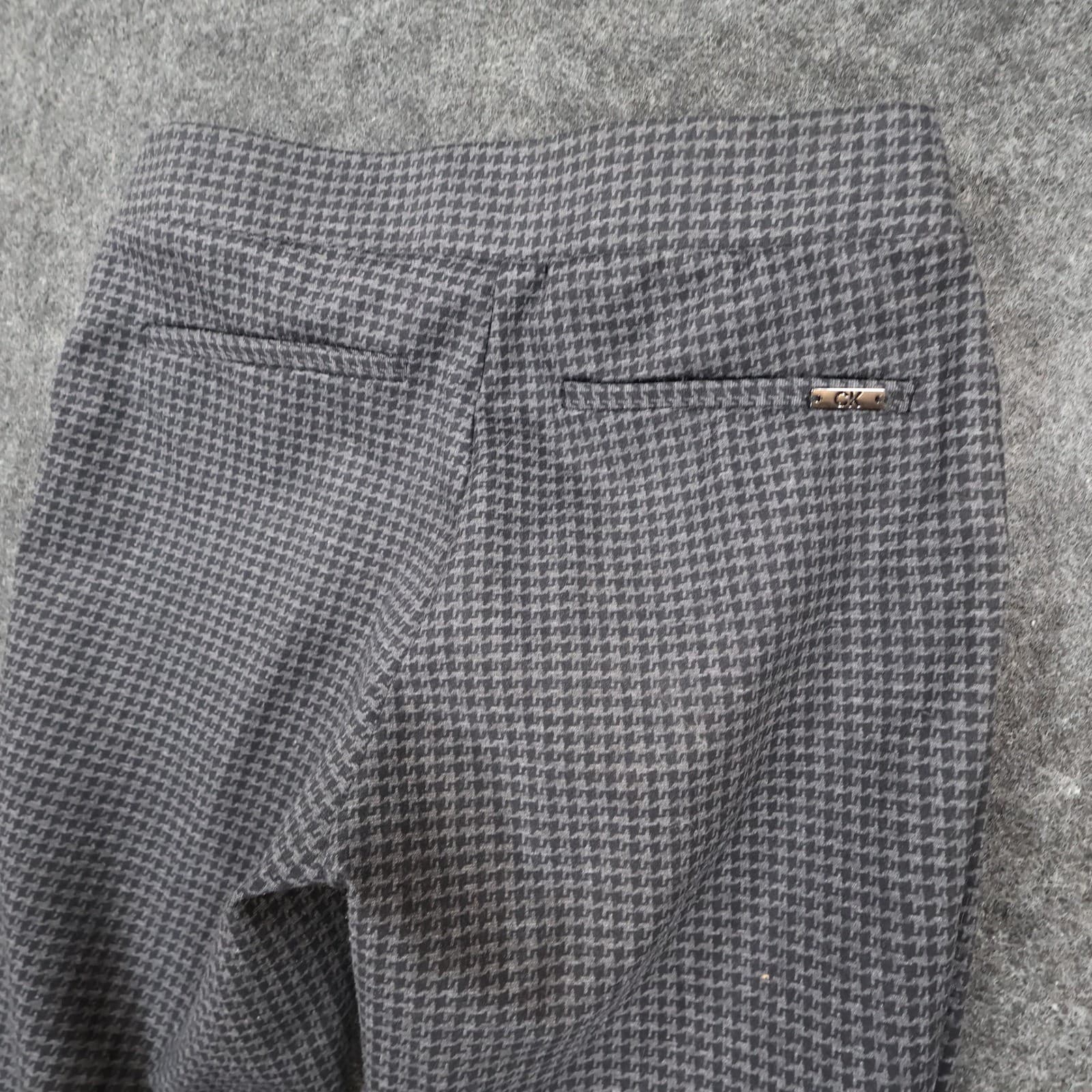Calvin Klein Dress Pants Womens 2 Grey Excellent Houndstooth Stretch Pull On - Thumbnail 9