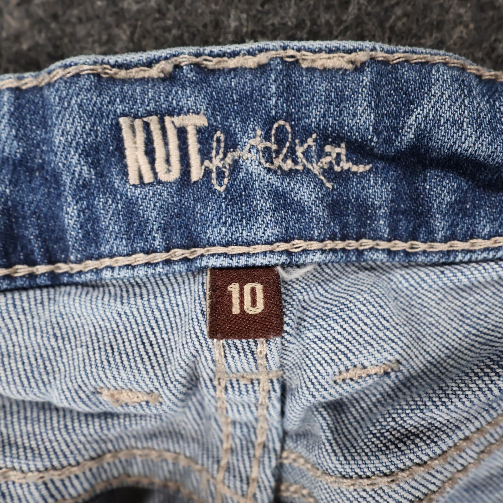 Kut from the Kloth Jeans Womens 10 Blue Excellent Distressed Straight Leg - Thumbnail 7
