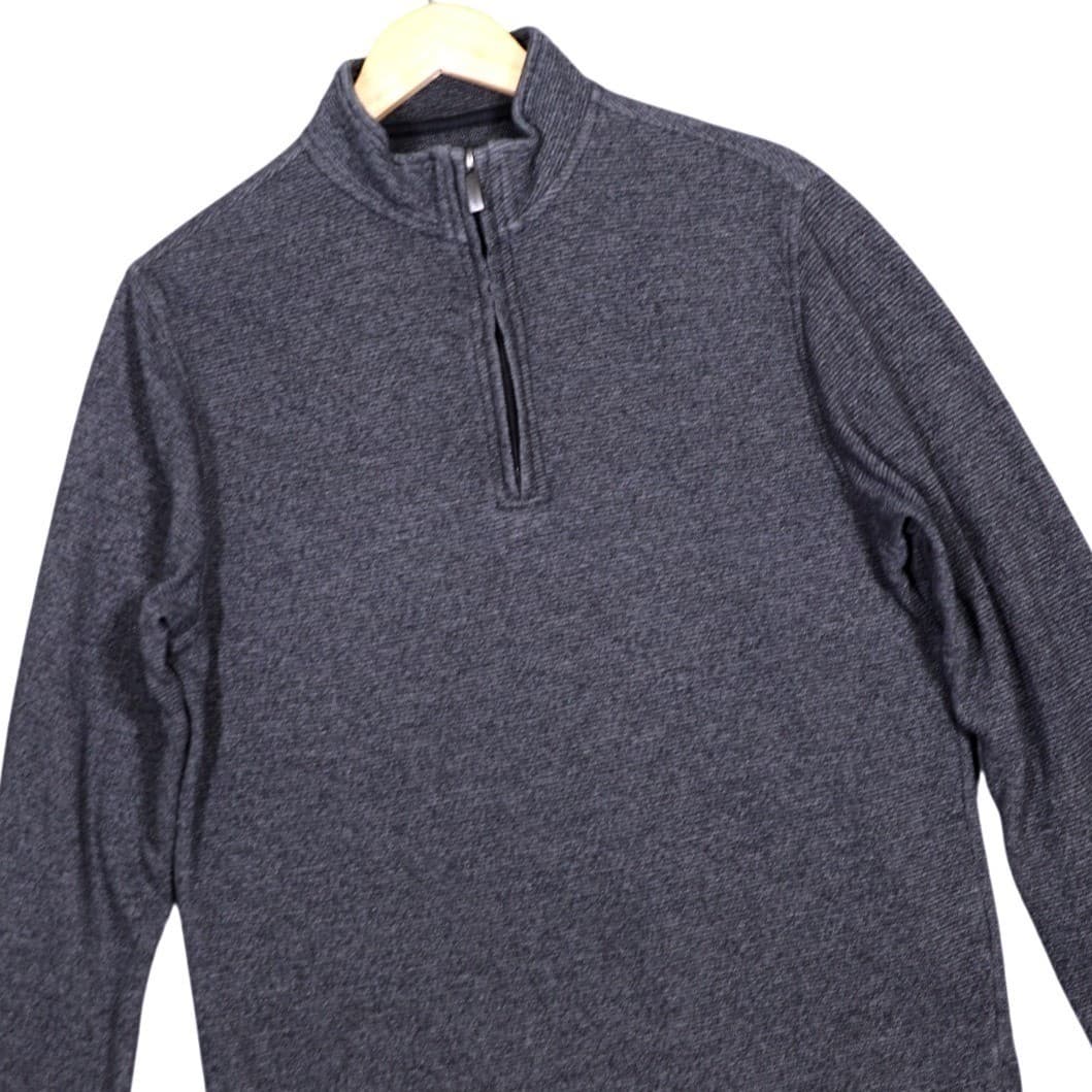 Van Heusen Men's Size Small Quarter Zip Pullover Sweater Dark Gray - Thumbnail 2
