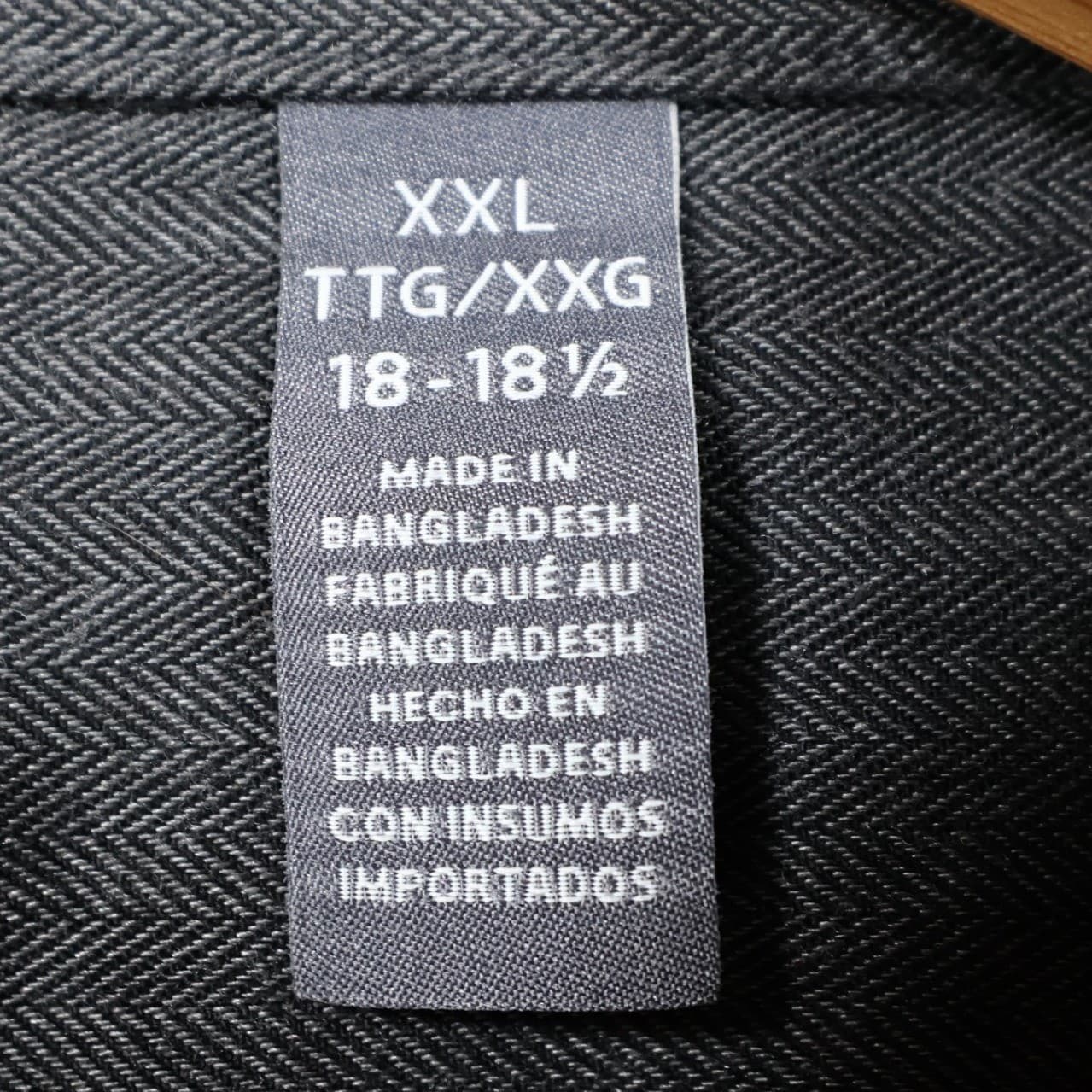 Van Heusen Button Up Mens XXL Gray Excellent Herringbone Long Sleeve Flex Shirt - Thumbnail 8