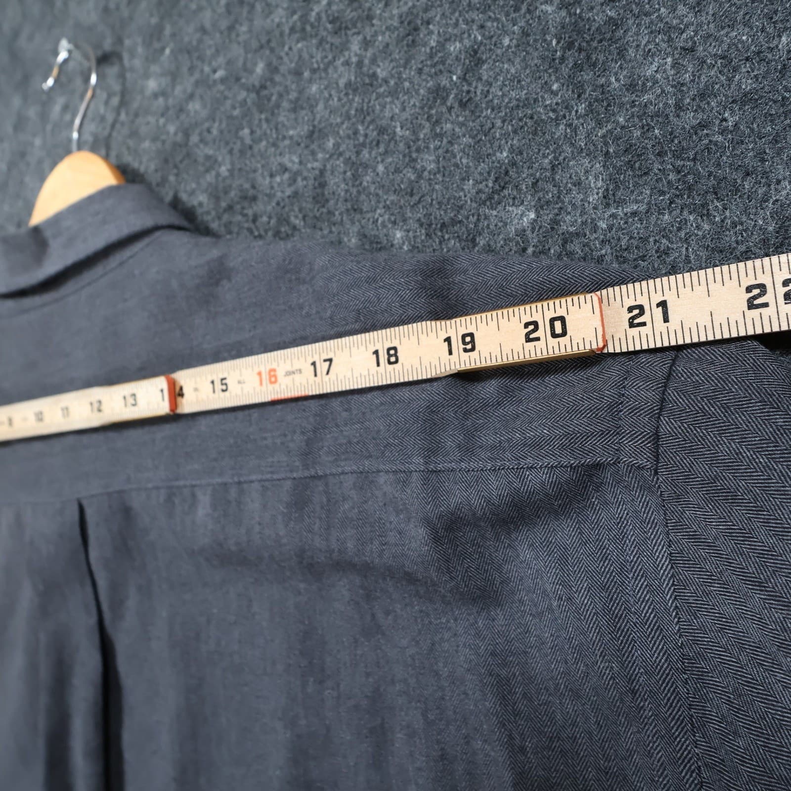 Van Heusen Button Up Mens XXL Gray Excellent Herringbone Long Sleeve Flex Shirt - Thumbnail 6
