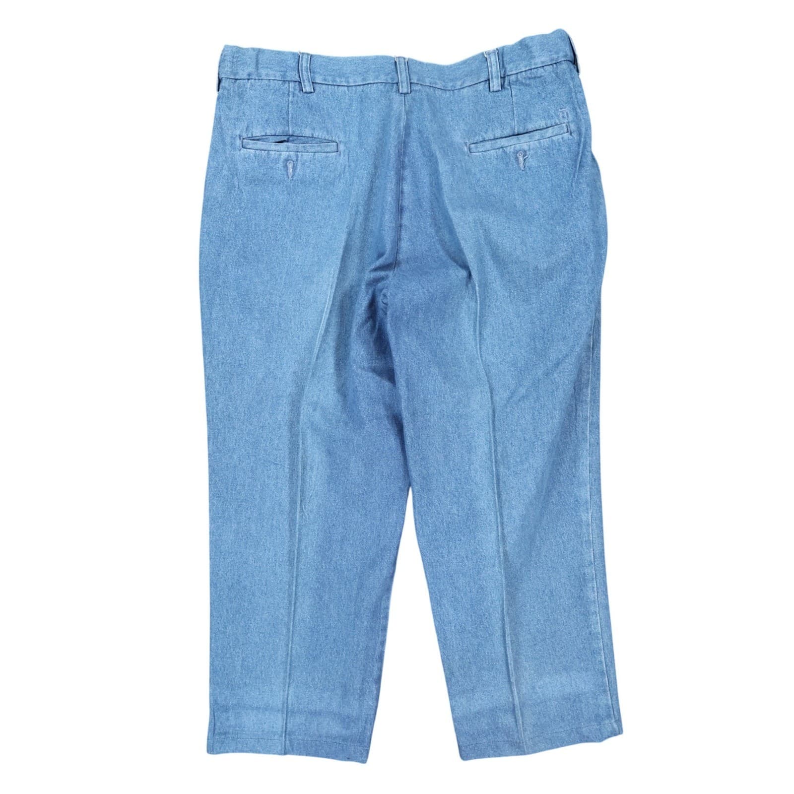 Haggar Denim Trousers Mens 38x29 Blue Vintage Flat Front Cotton - Thumbnail 2