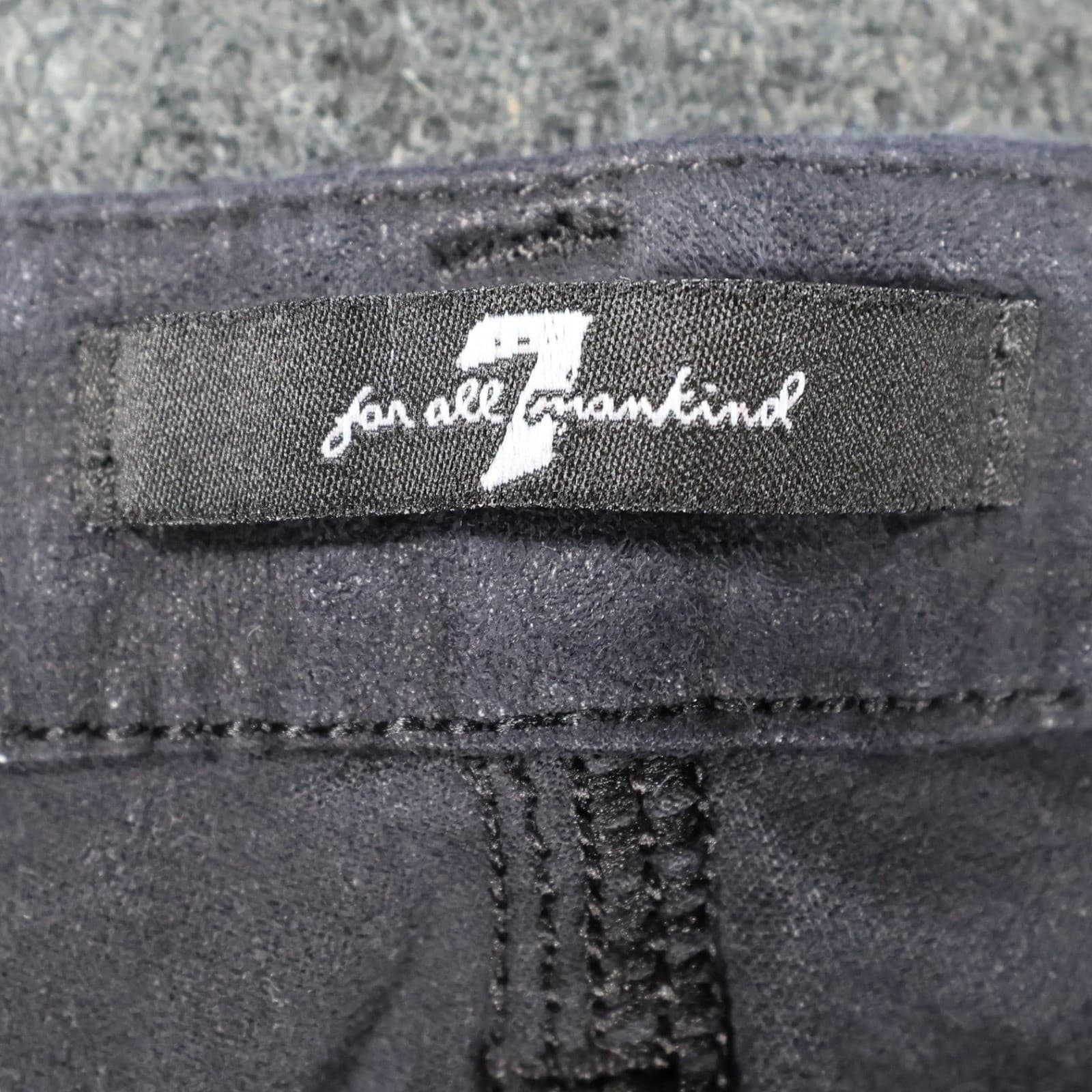 7 For All Mankind Faux Suede Pants Womens 30 Black Excellent Coated Skinny Fit - Thumbnail 7