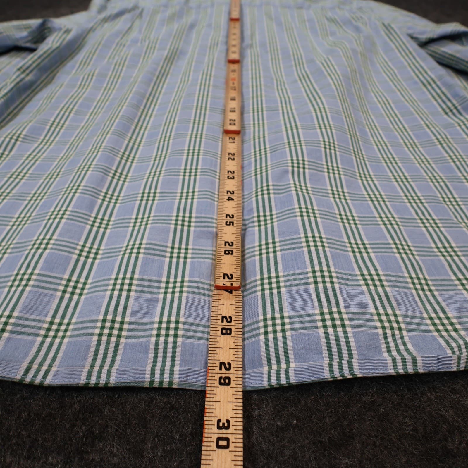 Hawker Rye Button Down Mens L Blue Excellent Plaid Stretch Slim Fit Shirt - Thumbnail 5