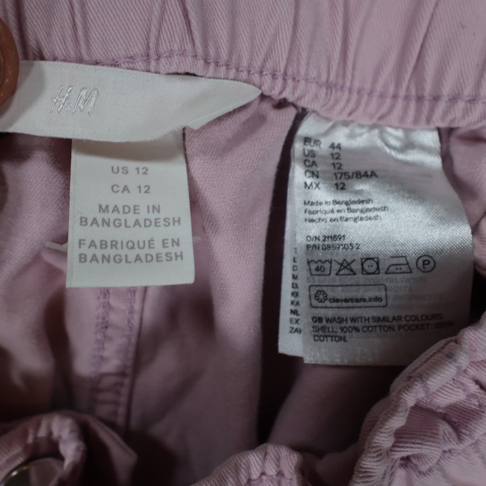 H&M Shorts Womens 12 Pink Excellent Paperbag Waist Cotton Cuffed Casual - Thumbnail 7