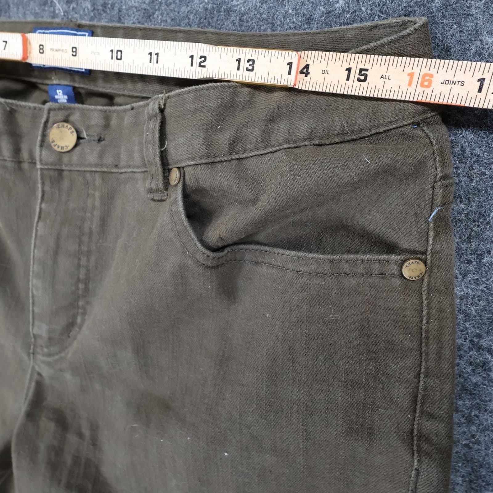 Chaps Denim Pants Womens 12 Brown Excellent Straight Leg Stretch - Thumbnail 6