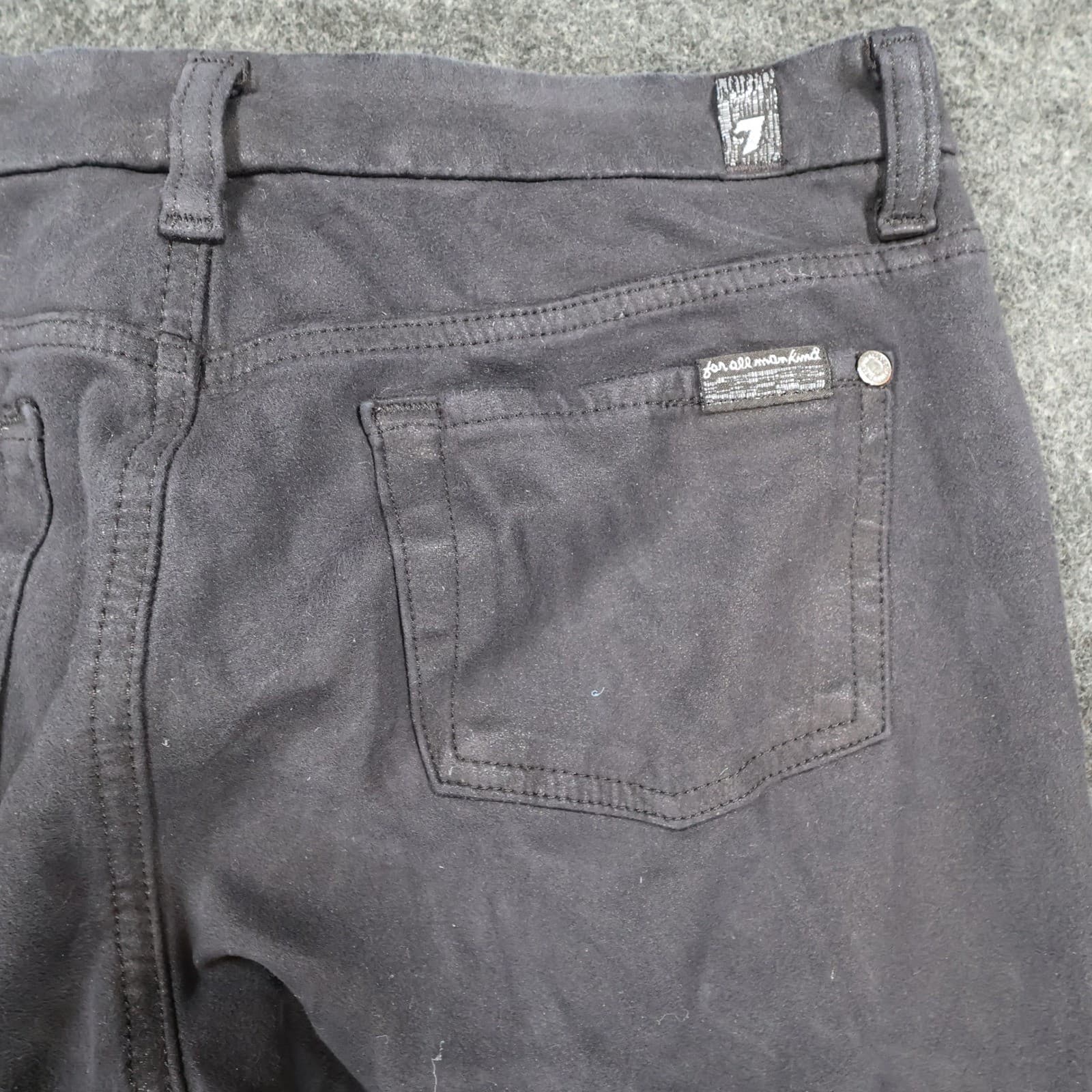 7 For All Mankind Faux Suede Pants Womens 30 Black Excellent Coated Skinny Fit - Thumbnail 10