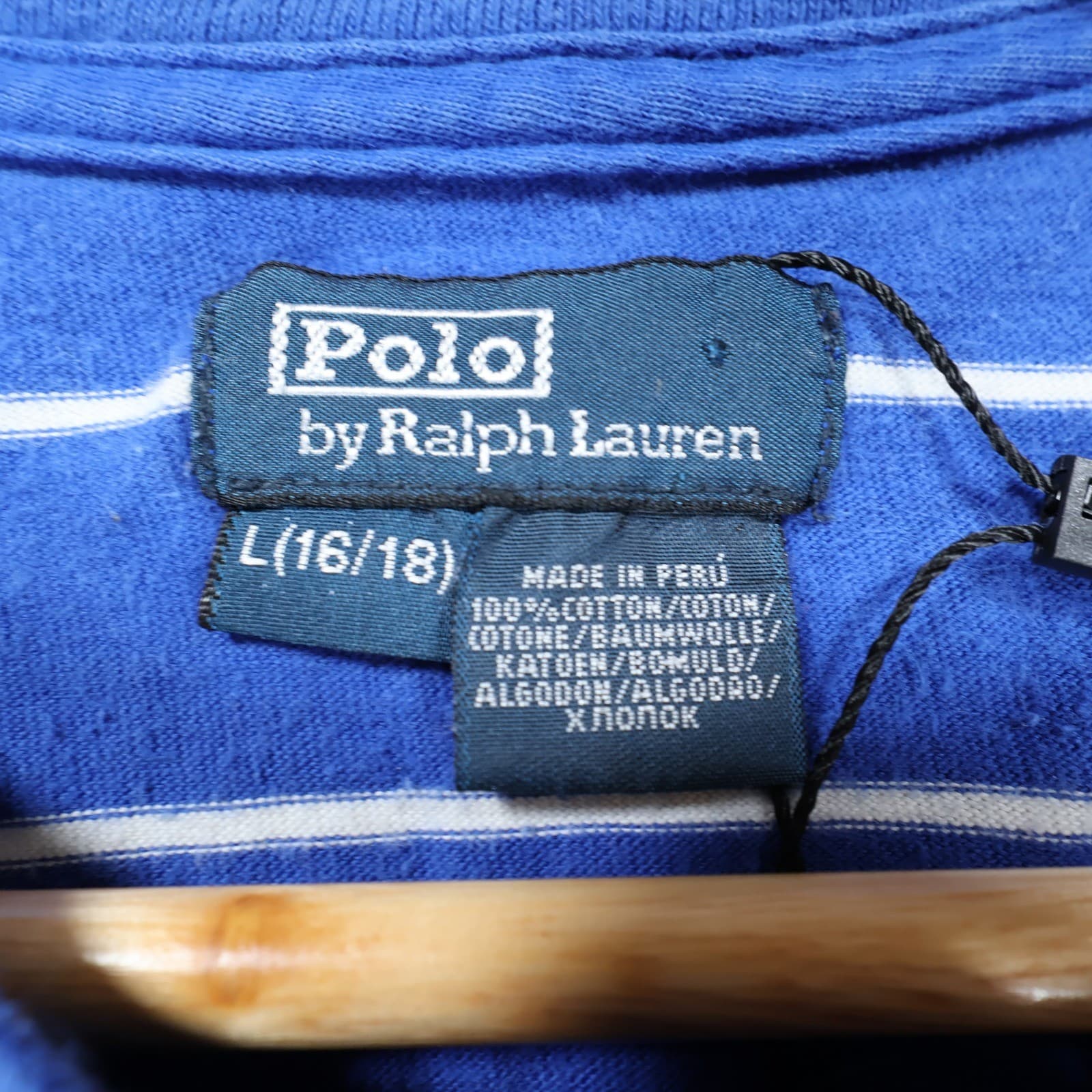 Polo Ralph Lauren T-Shirt Boys L(16/18) Blue Excellent Striped Short Sleeve - Thumbnail 8