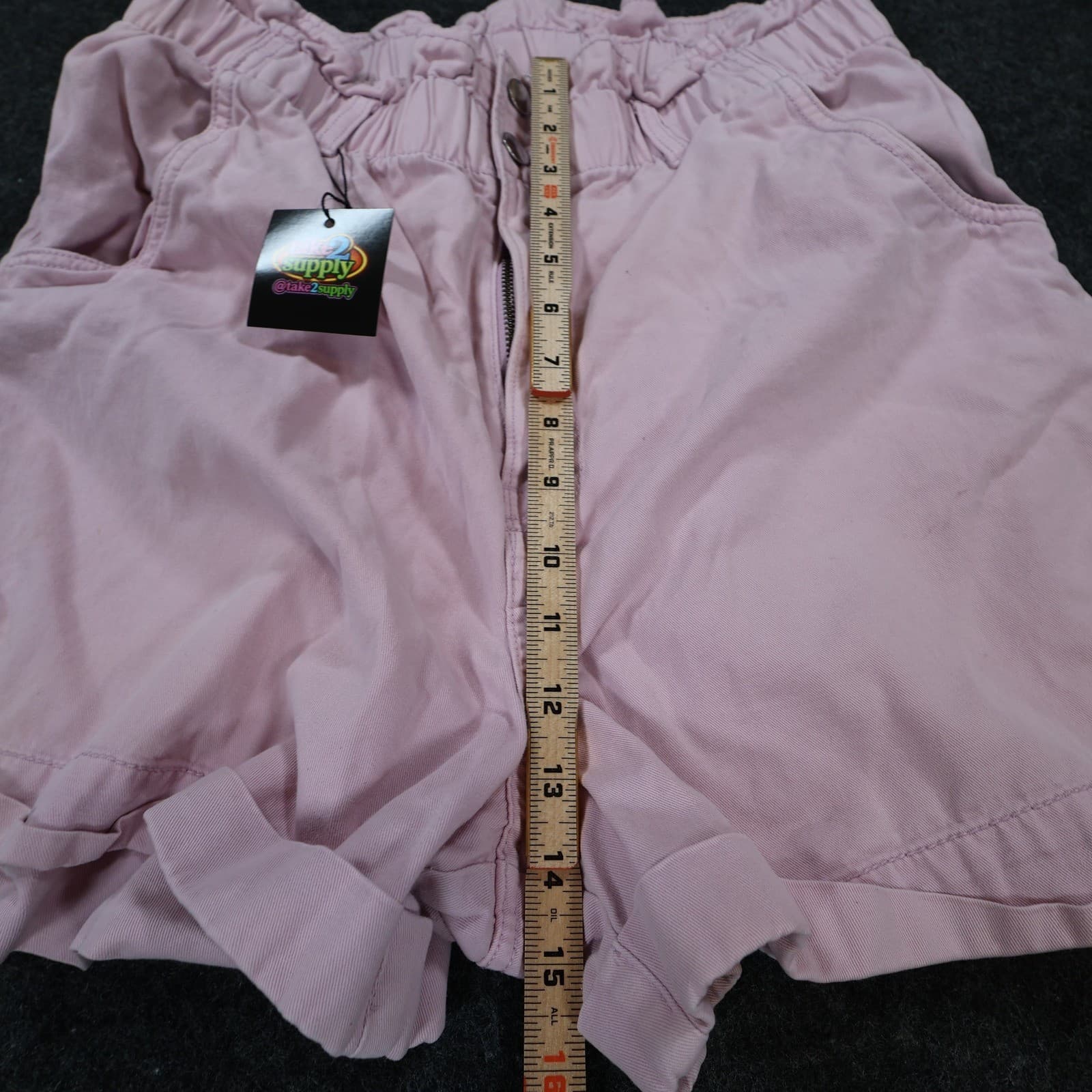 H&M Shorts Womens 12 Pink Excellent Paperbag Waist Cotton Cuffed Casual - Thumbnail 5