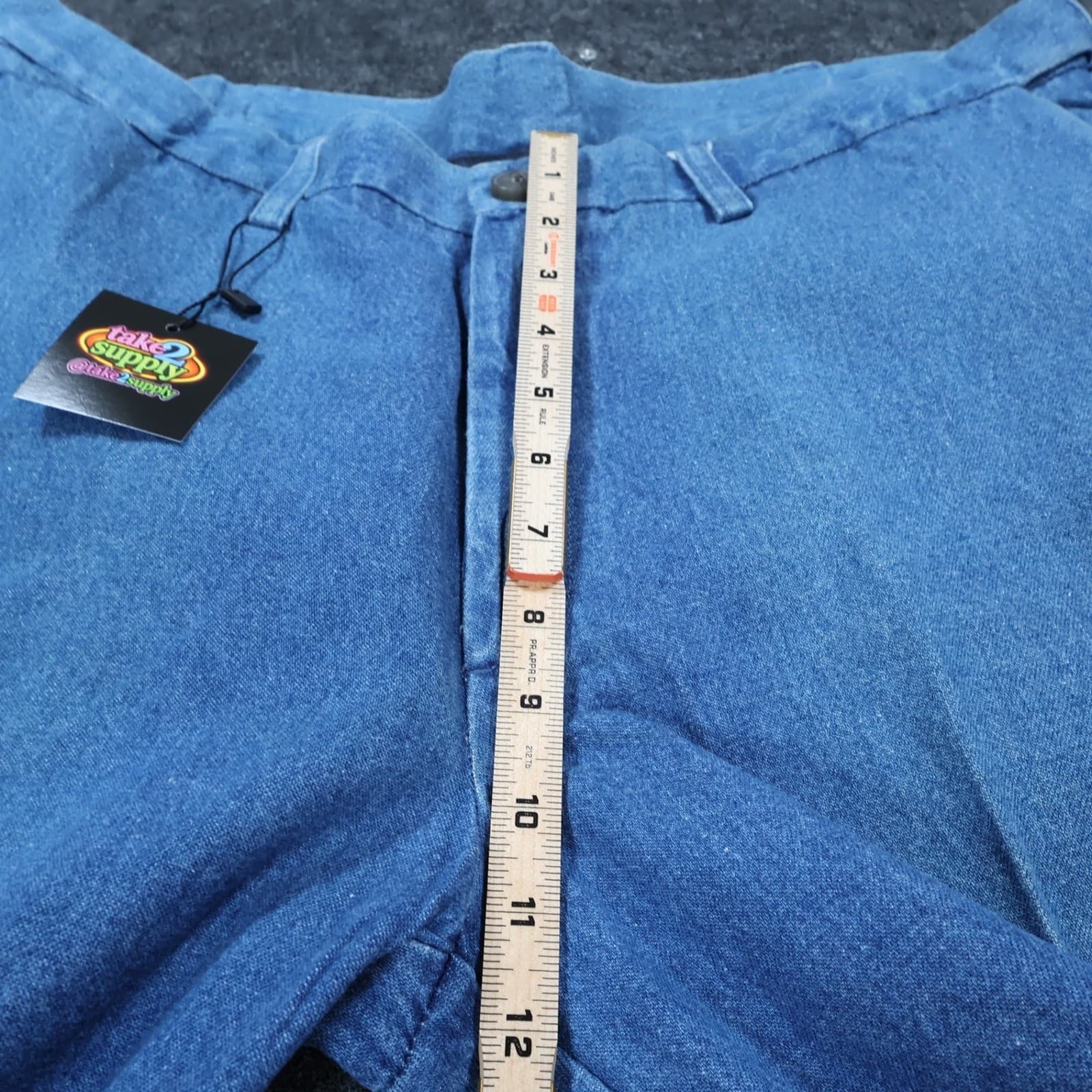 Haggar Denim Trousers Mens 38x29 Blue Vintage Flat Front Cotton - Thumbnail 5