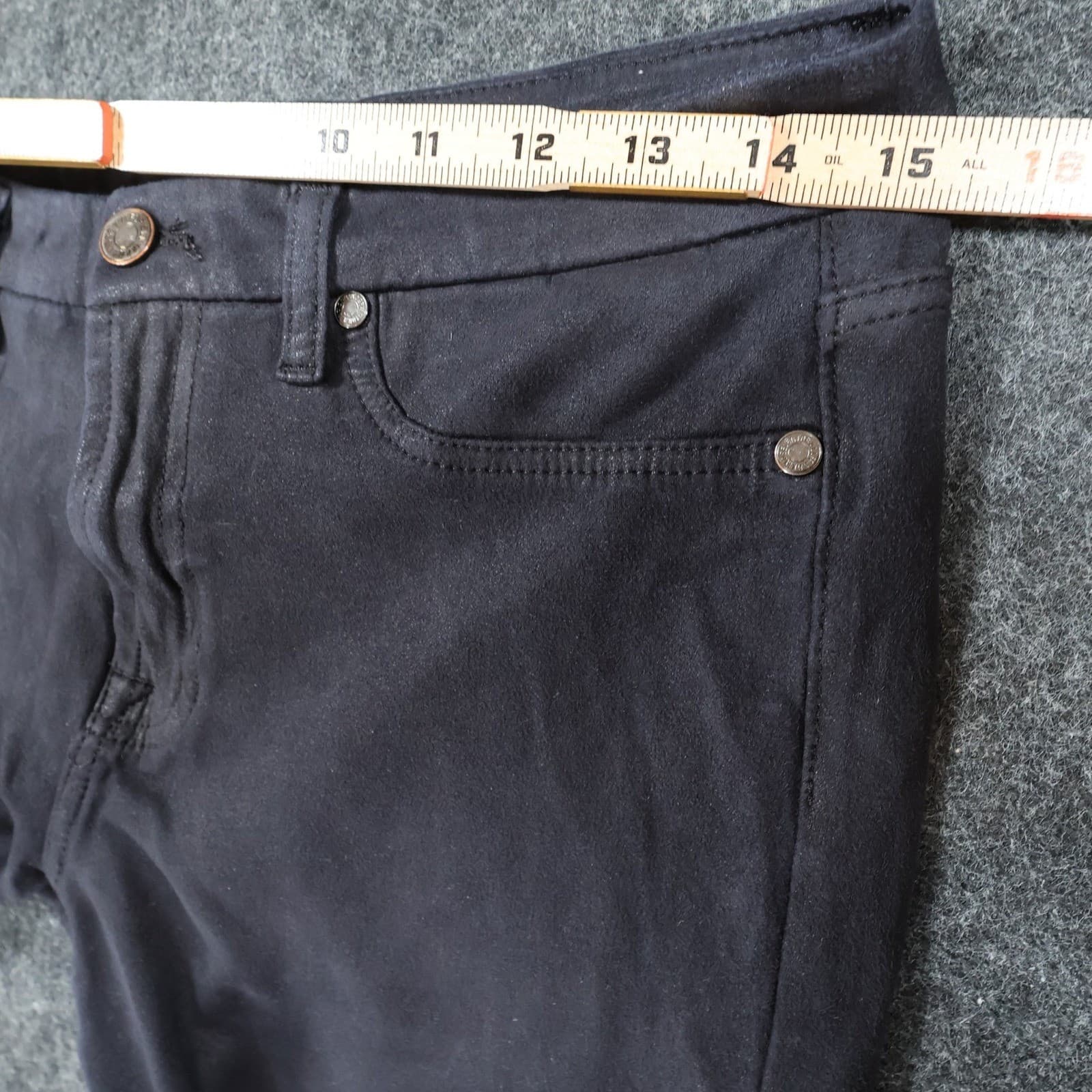 7 For All Mankind Faux Suede Pants Womens 30 Black Excellent Coated Skinny Fit - Thumbnail 6