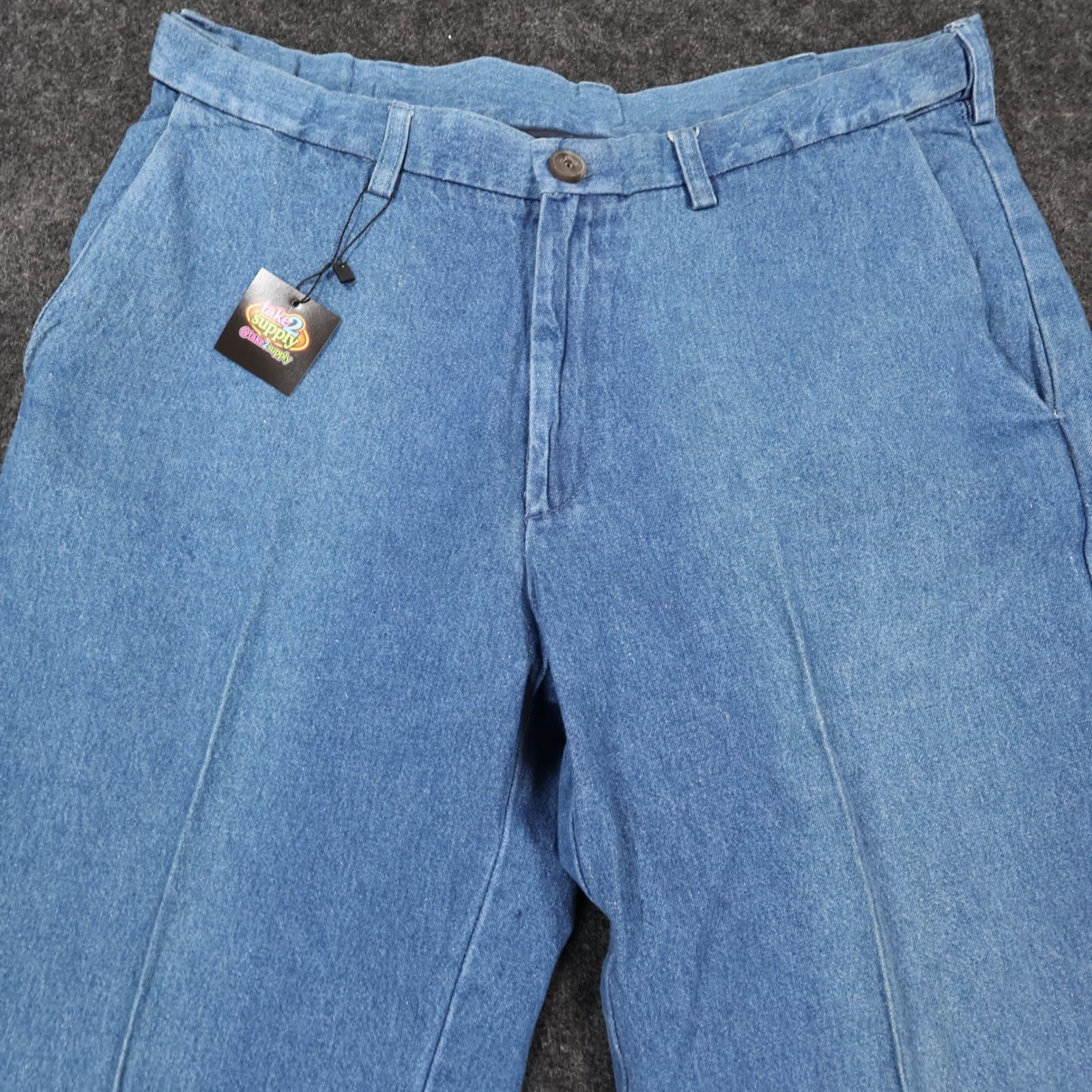 Haggar Denim Trousers Mens 38x29 Blue Vintage Flat Front Cotton - Thumbnail 11