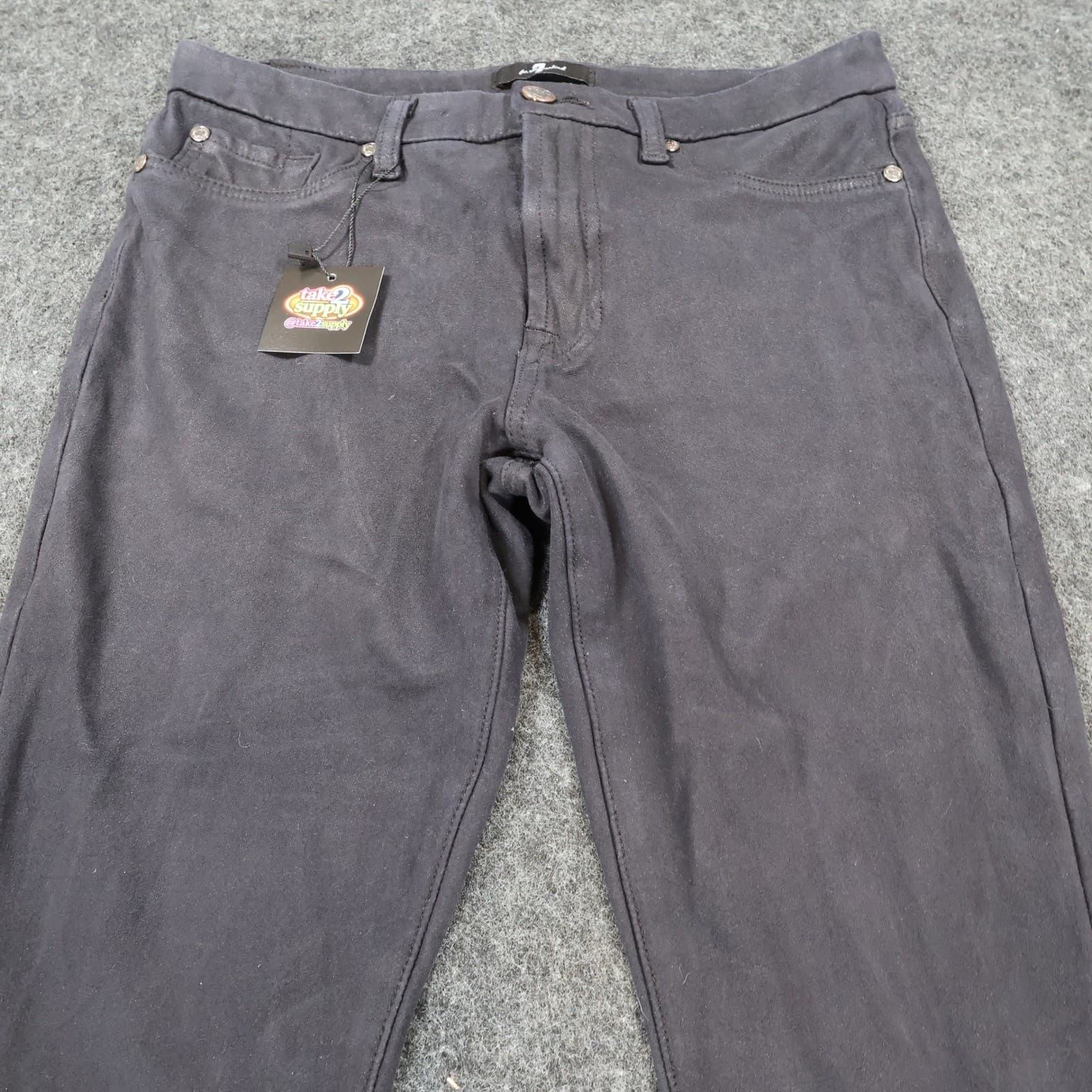 7 For All Mankind Faux Suede Pants Womens 30 Black Excellent Coated Skinny Fit - Thumbnail 11