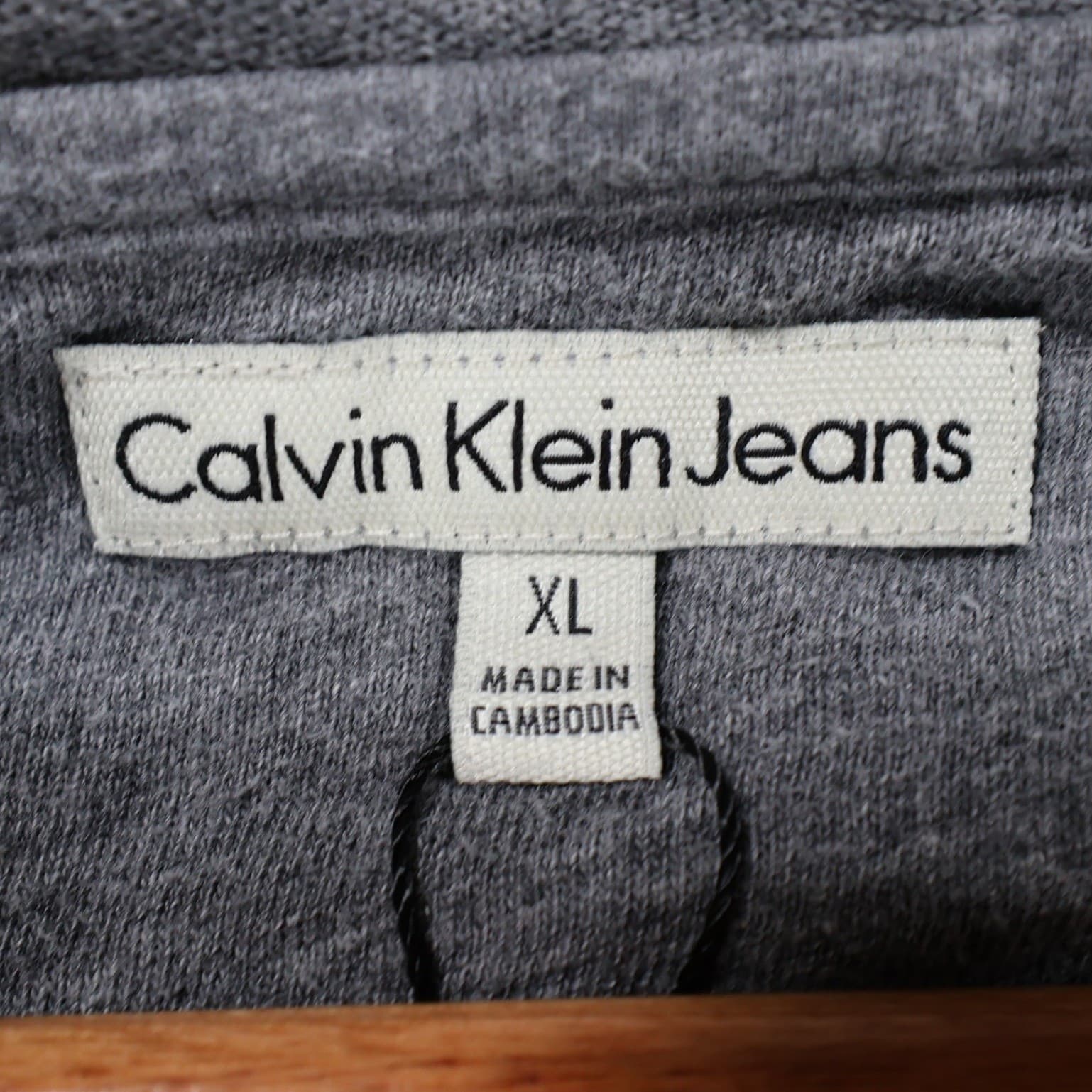 Calvin Klein Jeans Hoodie Mens XL Gray Excellent Henley Pocket Striped - Thumbnail 7