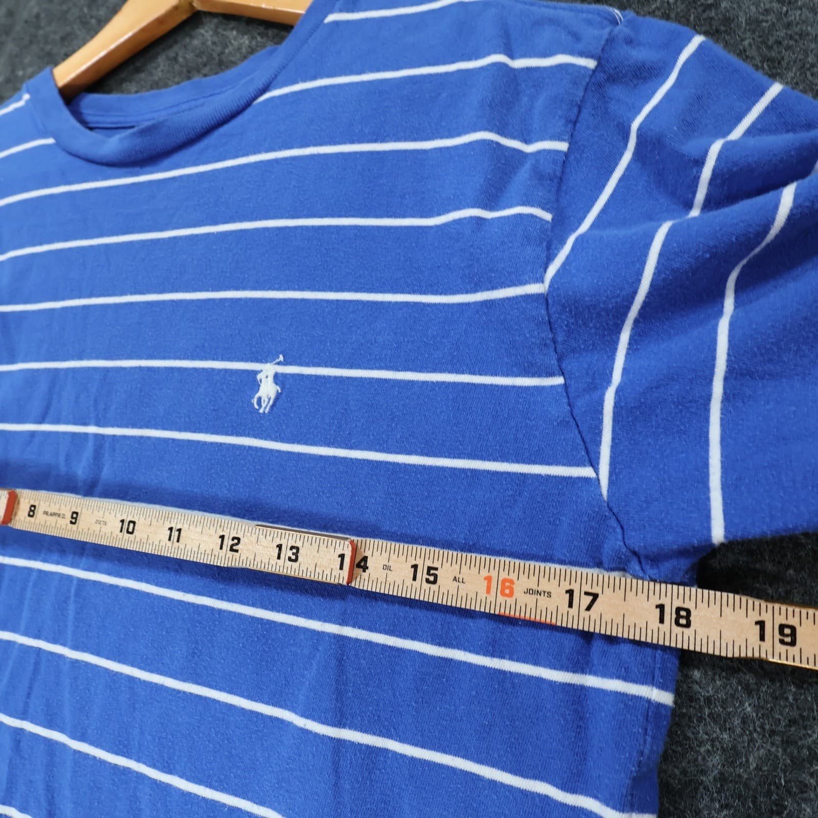 Polo Ralph Lauren T-Shirt Boys L(16/18) Blue Excellent Striped Short Sleeve - Thumbnail 4