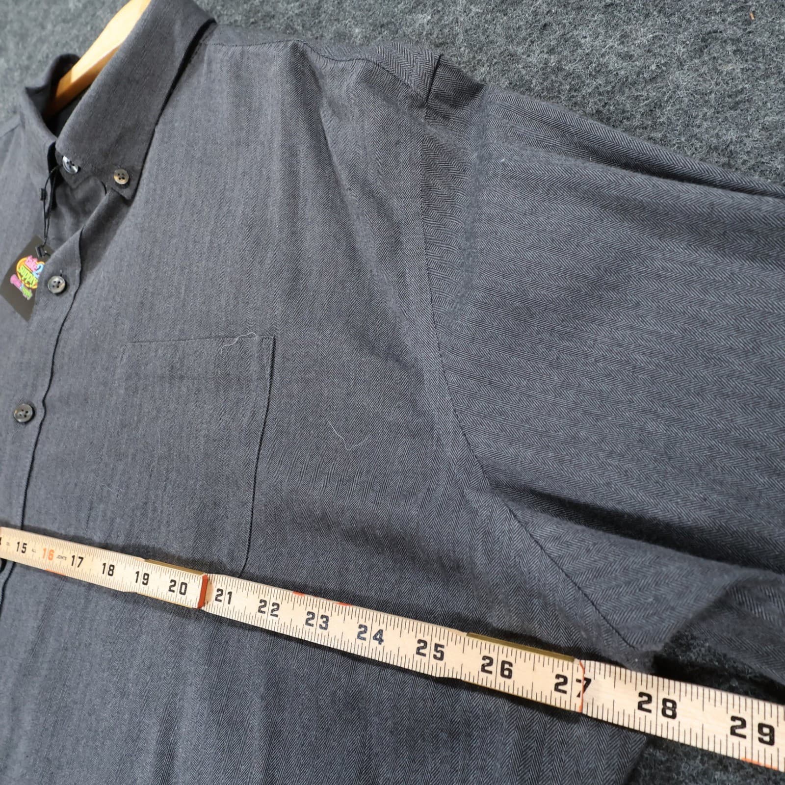 Van Heusen Button Up Mens XXL Gray Excellent Herringbone Long Sleeve Flex Shirt - Thumbnail 3