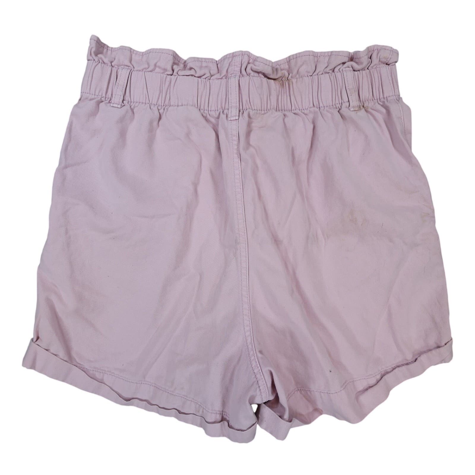 H&M Shorts Womens 12 Pink Excellent Paperbag Waist Cotton Cuffed Casual - Thumbnail 2