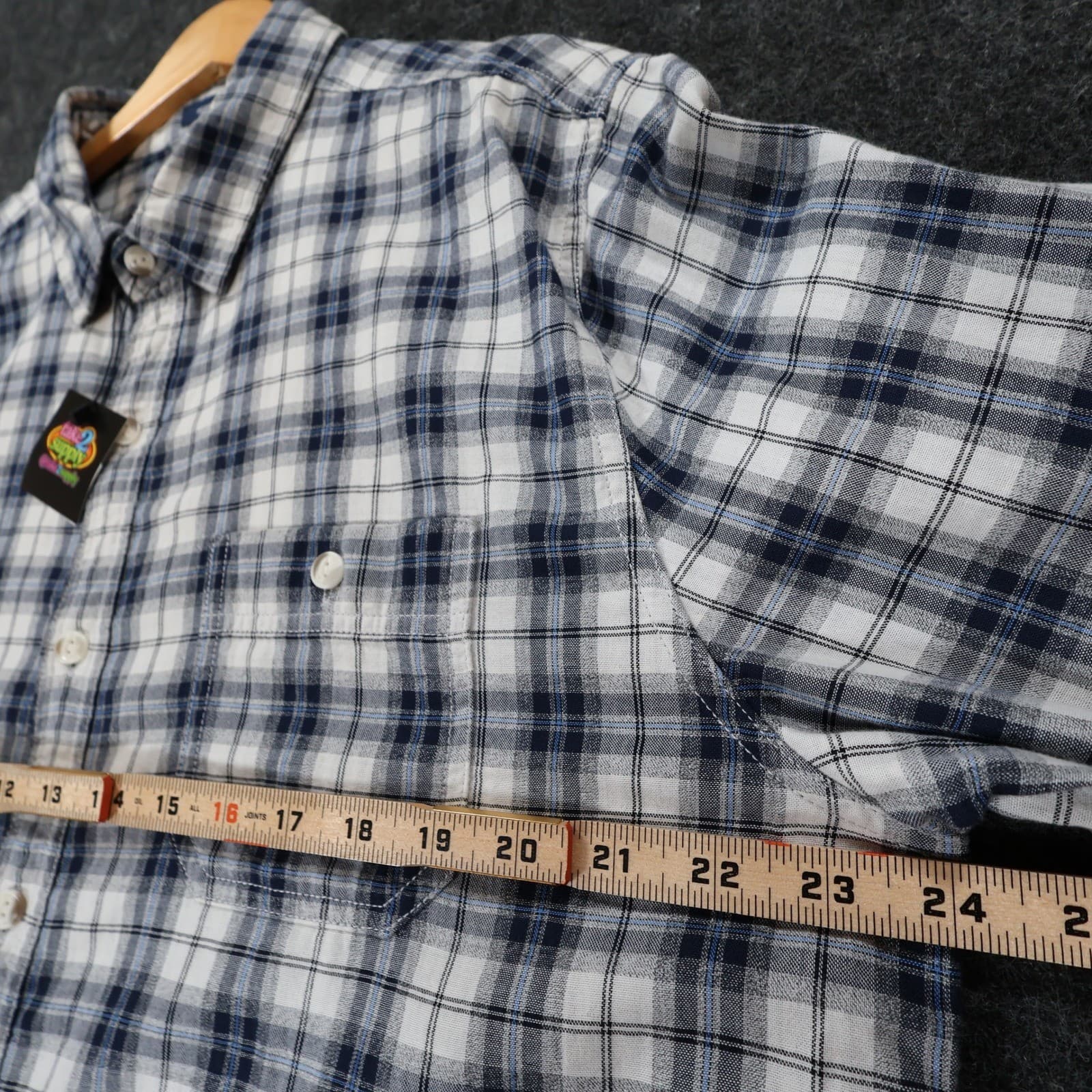 Even Tide Button Up Mens L Blue Excellent Plaid Flannel Regular Fit - Thumbnail 3