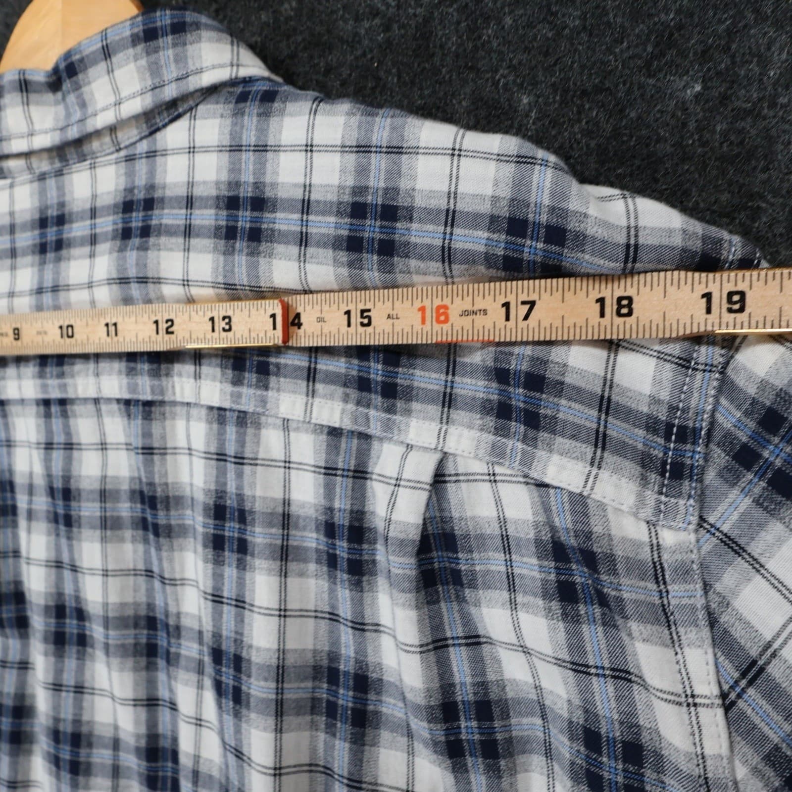 Even Tide Button Up Mens L Blue Excellent Plaid Flannel Regular Fit - Thumbnail 6