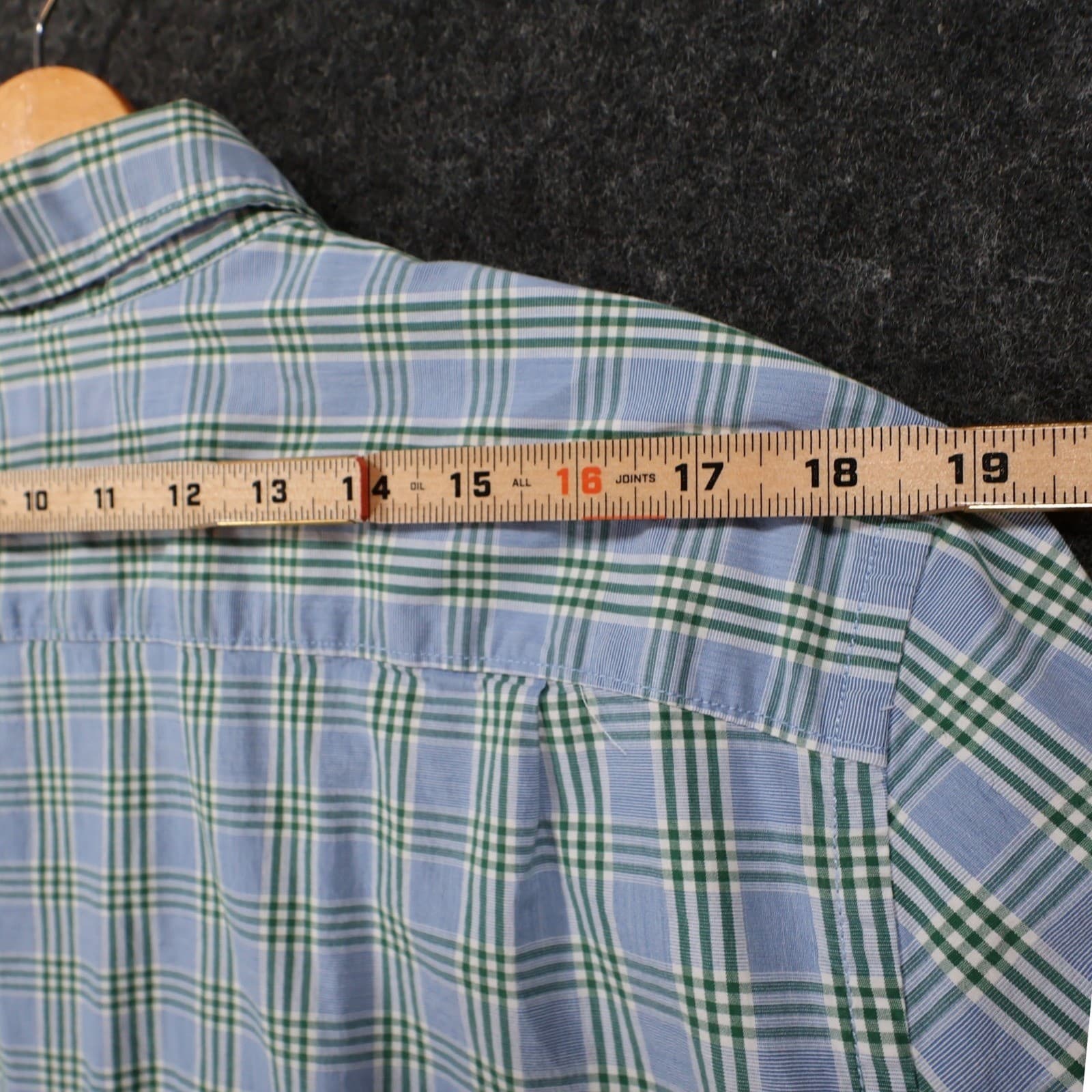 Hawker Rye Button Down Mens L Blue Excellent Plaid Stretch Slim Fit Shirt - Thumbnail 6