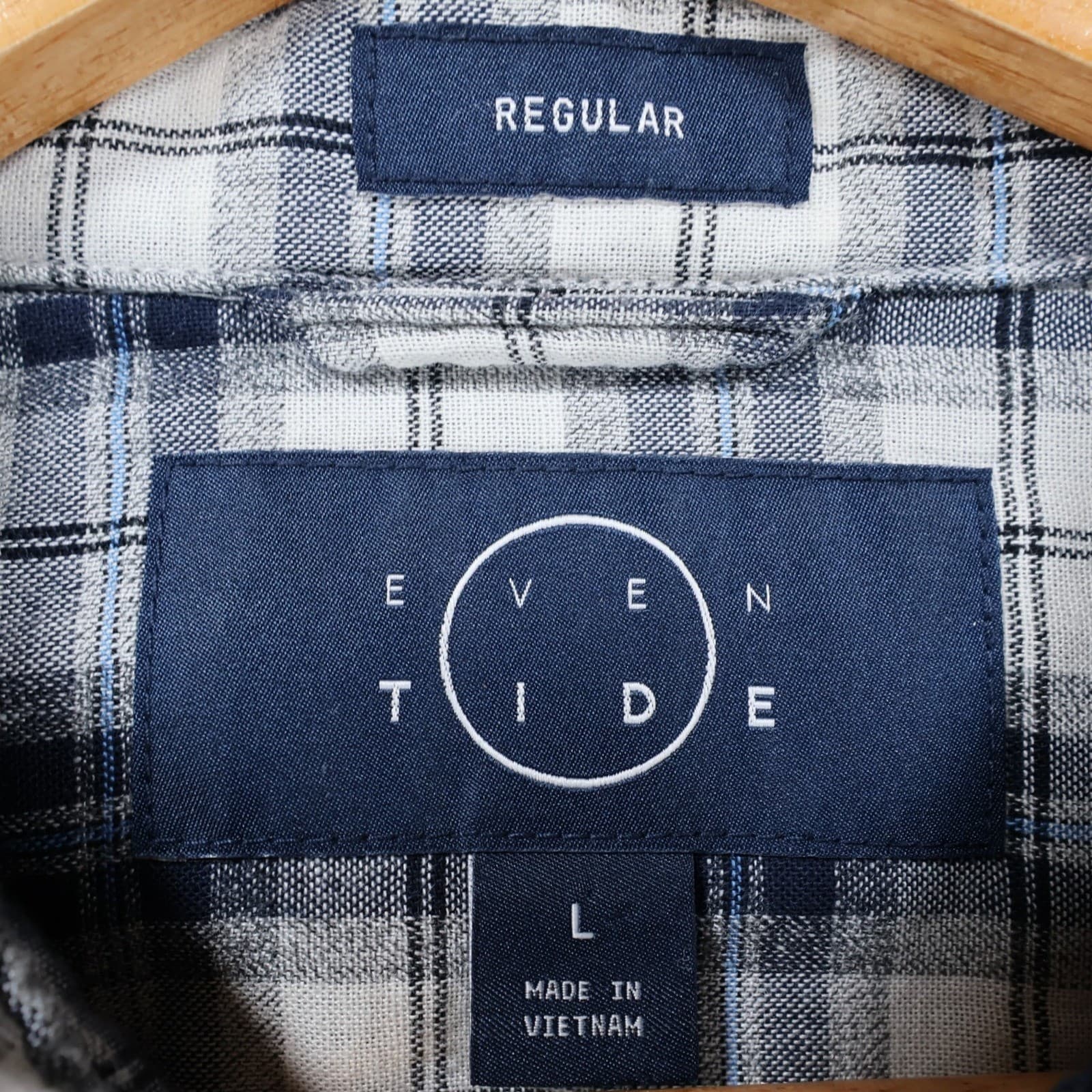 Even Tide Button Up Mens L Blue Excellent Plaid Flannel Regular Fit - Thumbnail 7