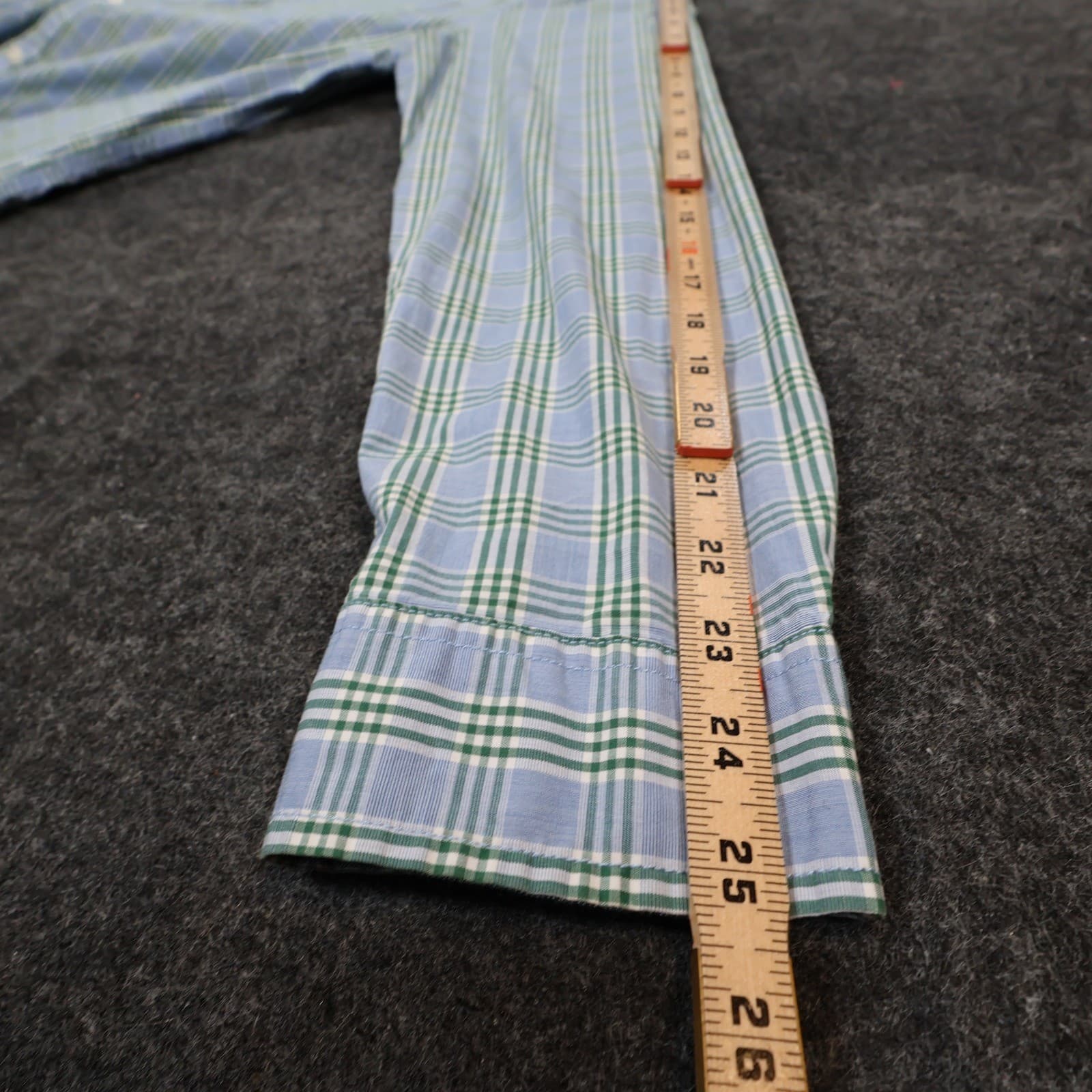 Hawker Rye Button Down Mens L Blue Excellent Plaid Stretch Slim Fit Shirt - Thumbnail 4