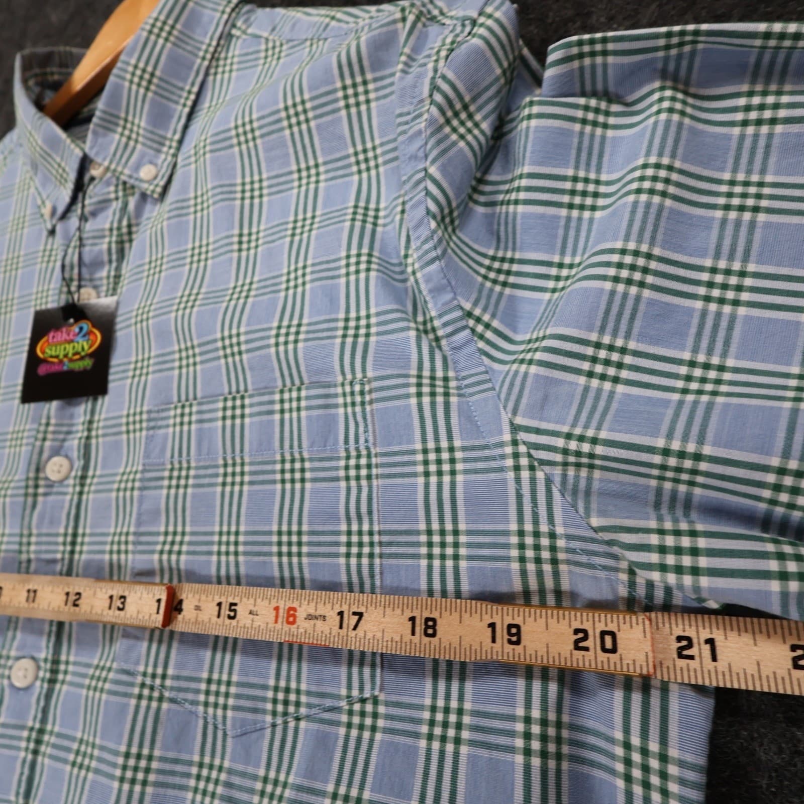 Hawker Rye Button Down Mens L Blue Excellent Plaid Stretch Slim Fit Shirt - Thumbnail 3