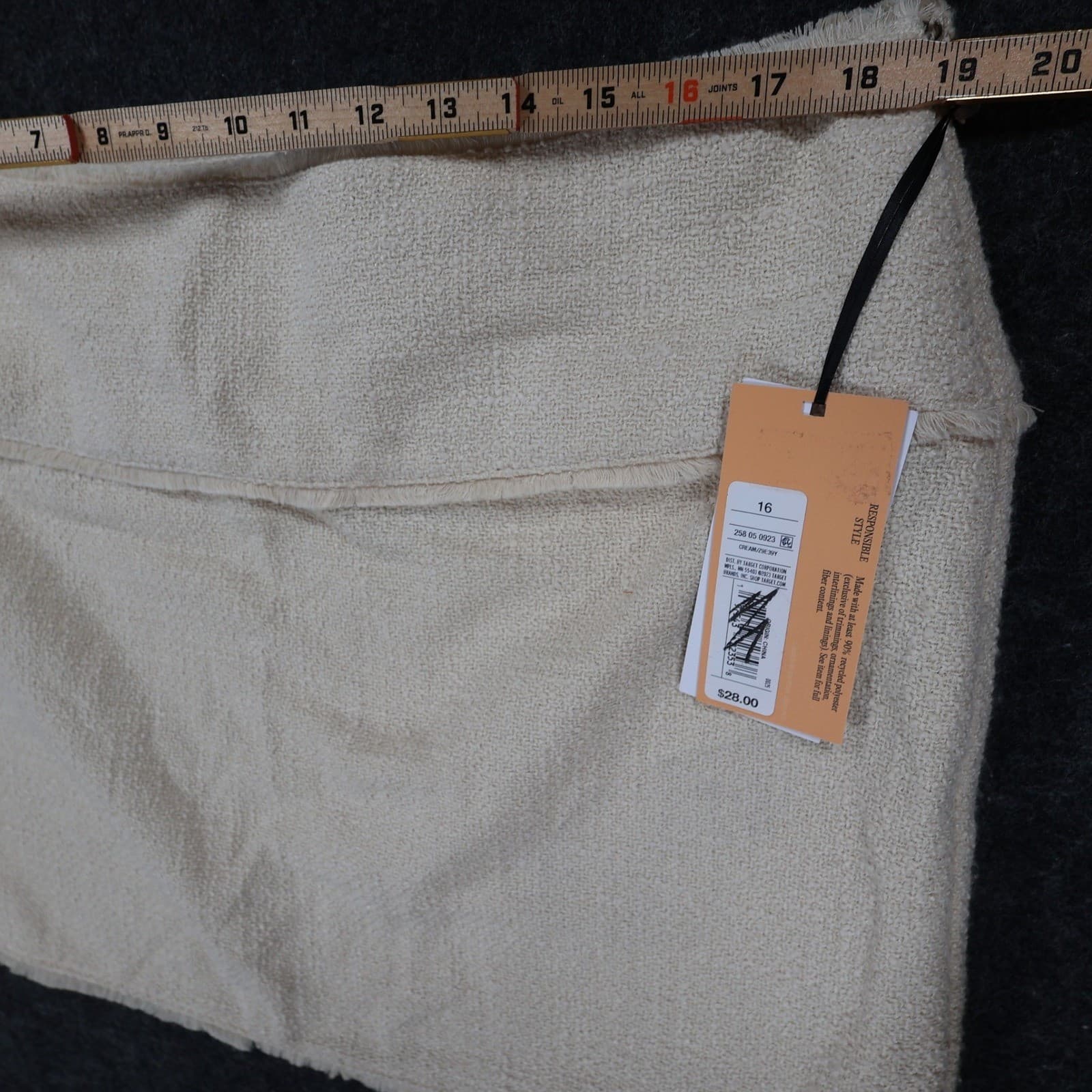 Future Collective Mini Skirt Womens 16 Cream New Textured Raw Hem Fringe - Thumbnail 5