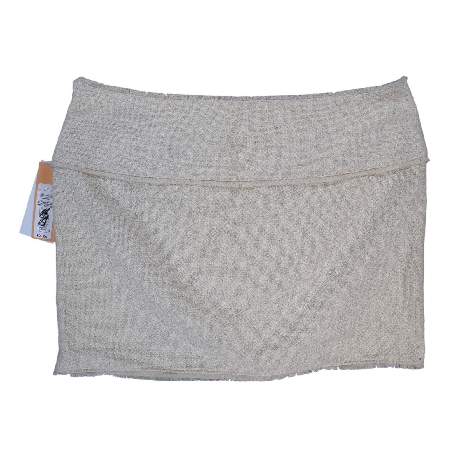 Future Collective Mini Skirt Womens 16 Cream New Textured Raw Hem Fringe - Thumbnail 2