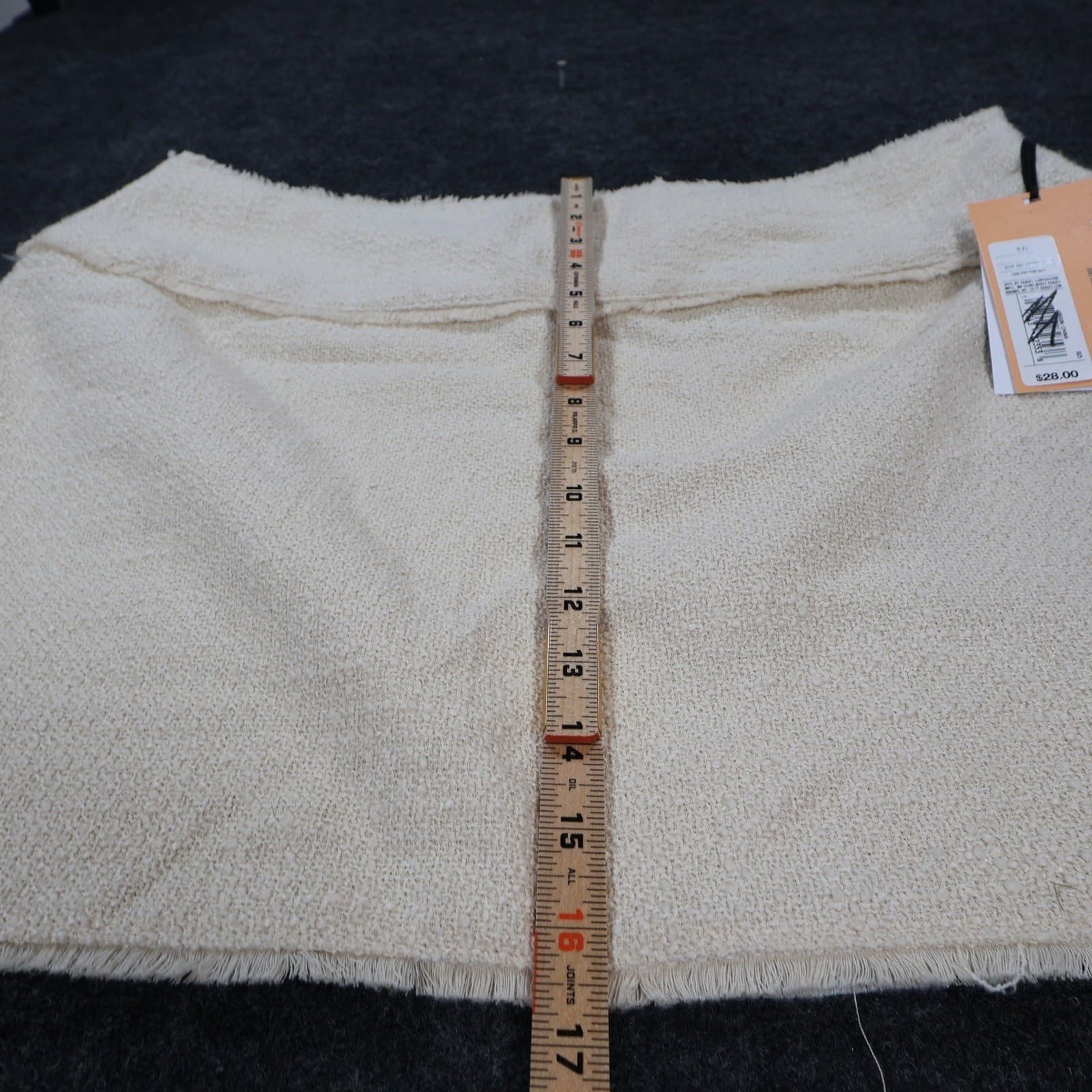Future Collective Mini Skirt Womens 16 Cream New Textured Raw Hem Fringe - Thumbnail 4