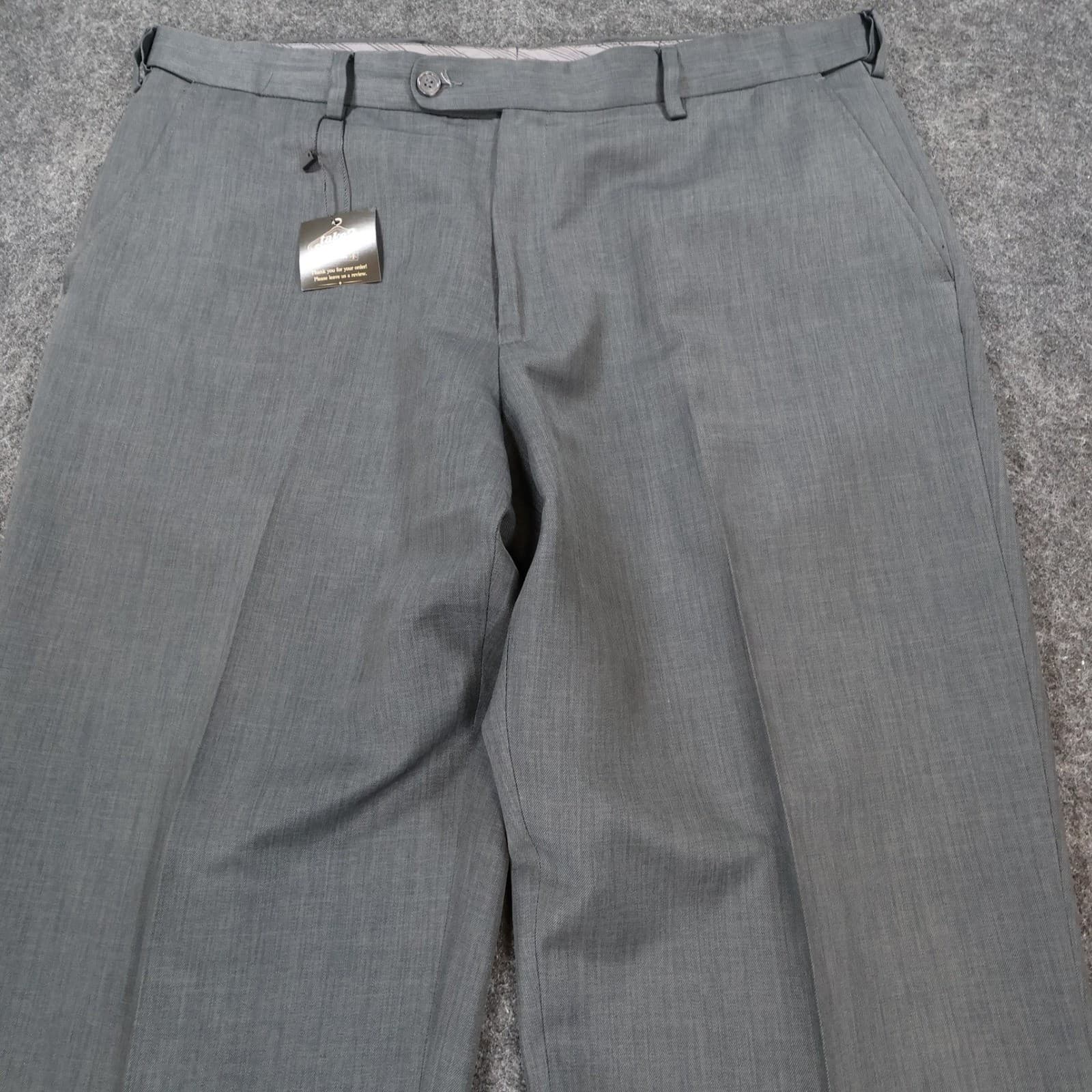 Enro Dress Pants Mens 40 Gray Excellent Cuffed Flat Front - Thumbnail 9