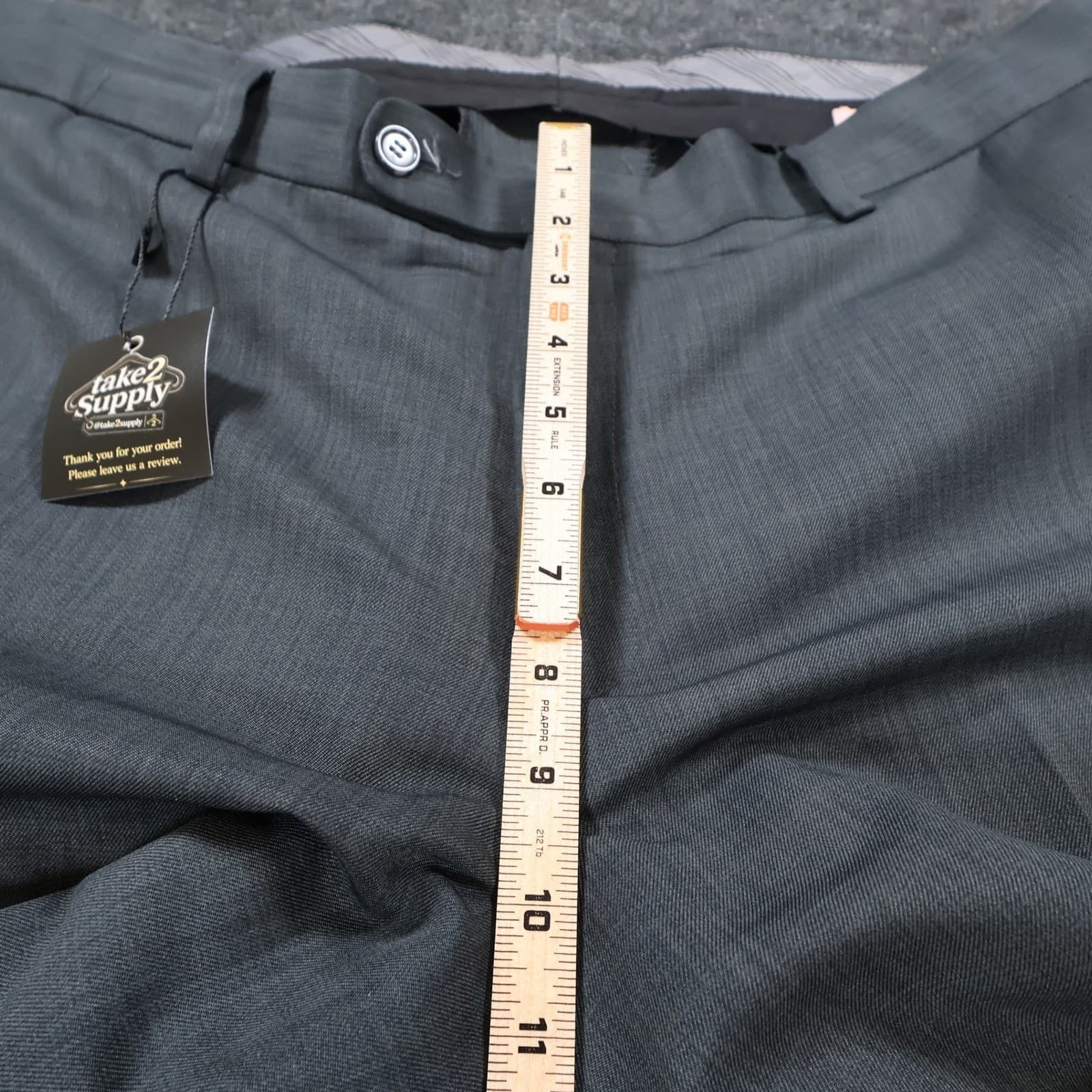 Enro Dress Pants Mens 40 Gray Excellent Cuffed Flat Front - Thumbnail 6