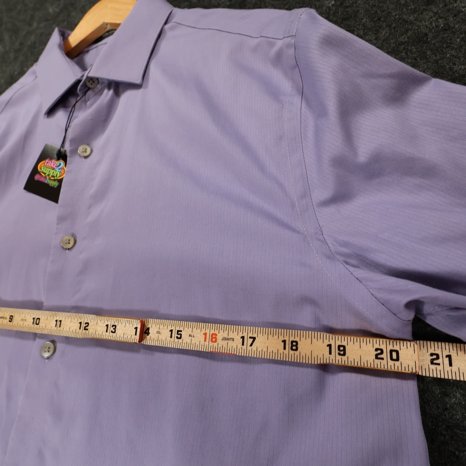 Kenneth Cole Dress Shirt Mens 15.5 32/33 Purple Excellent Slim Fit Non Iron - Thumbnail 3